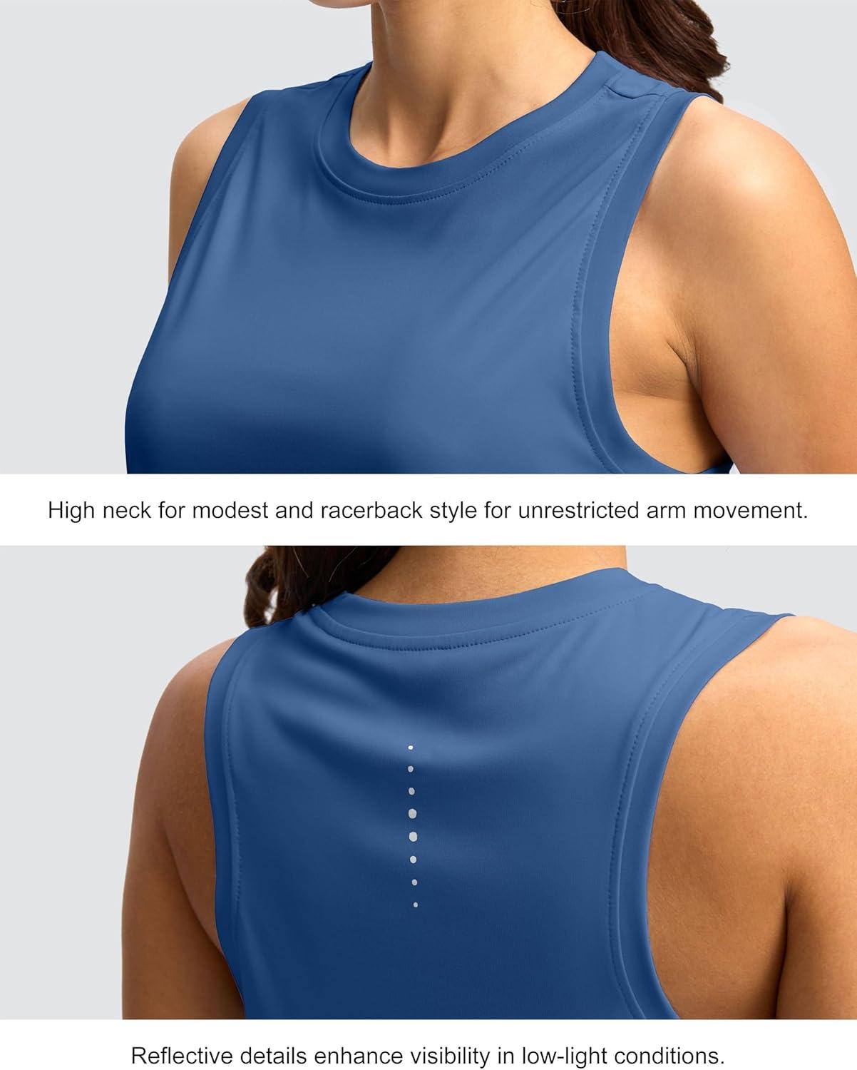 imageSANTINY Womens Sleeveless Workout Tops Lightweight Tennis Yoga Athletic Running Shirts Racerback Tank Tops for WomenBlue