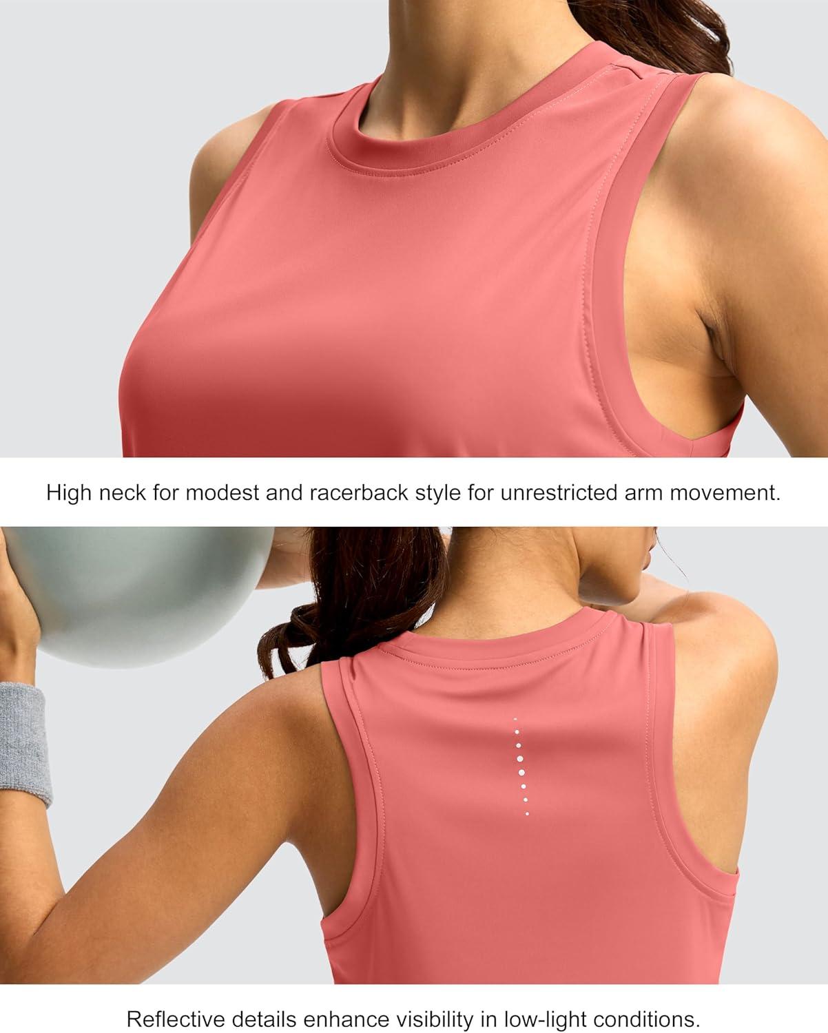 imageSANTINY Womens Sleeveless Workout Tops Lightweight Tennis Yoga Athletic Running Shirts Racerback Tank Tops for WomenCoral