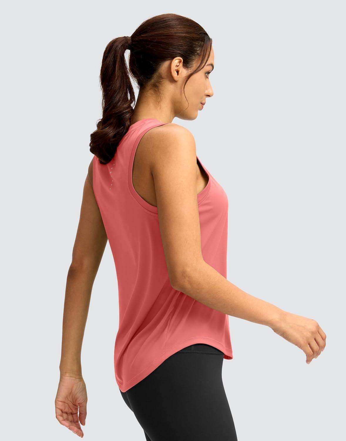 imageSANTINY Womens Sleeveless Workout Tops Lightweight Tennis Yoga Athletic Running Shirts Racerback Tank Tops for WomenCoral