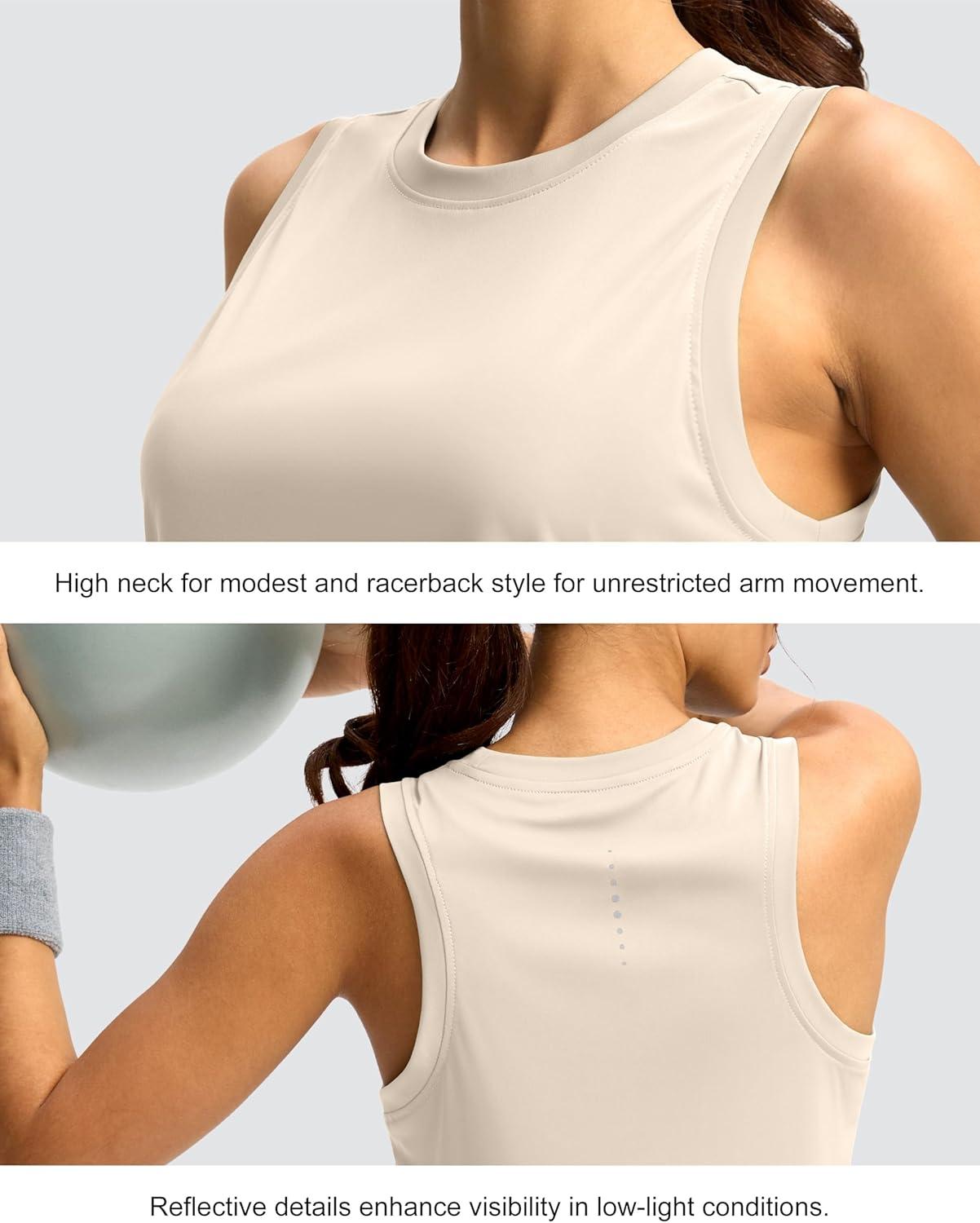 imageSANTINY Womens Sleeveless Workout Tops Lightweight Tennis Yoga Athletic Running Shirts Racerback Tank Tops for WomenCream