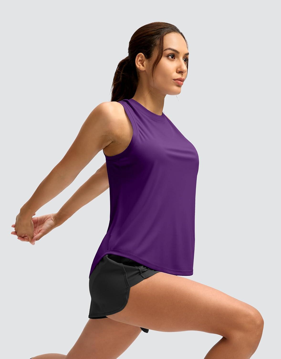 imageSANTINY Womens Sleeveless Workout Tops Lightweight Tennis Yoga Athletic Running Shirts Racerback Tank Tops for WomenDark Purple