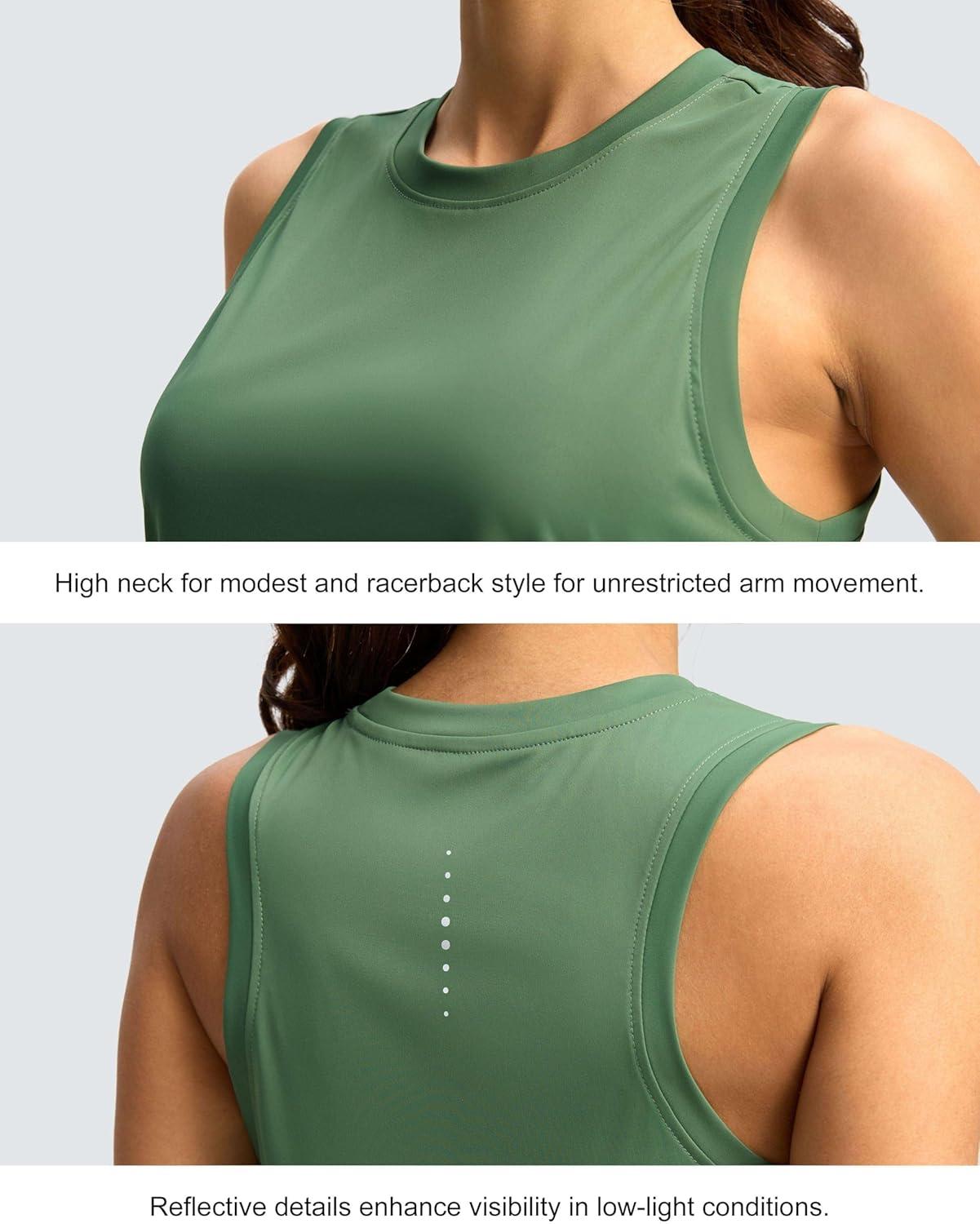 imageSANTINY Womens Sleeveless Workout Tops Lightweight Tennis Yoga Athletic Running Shirts Racerback Tank Tops for WomenGreen