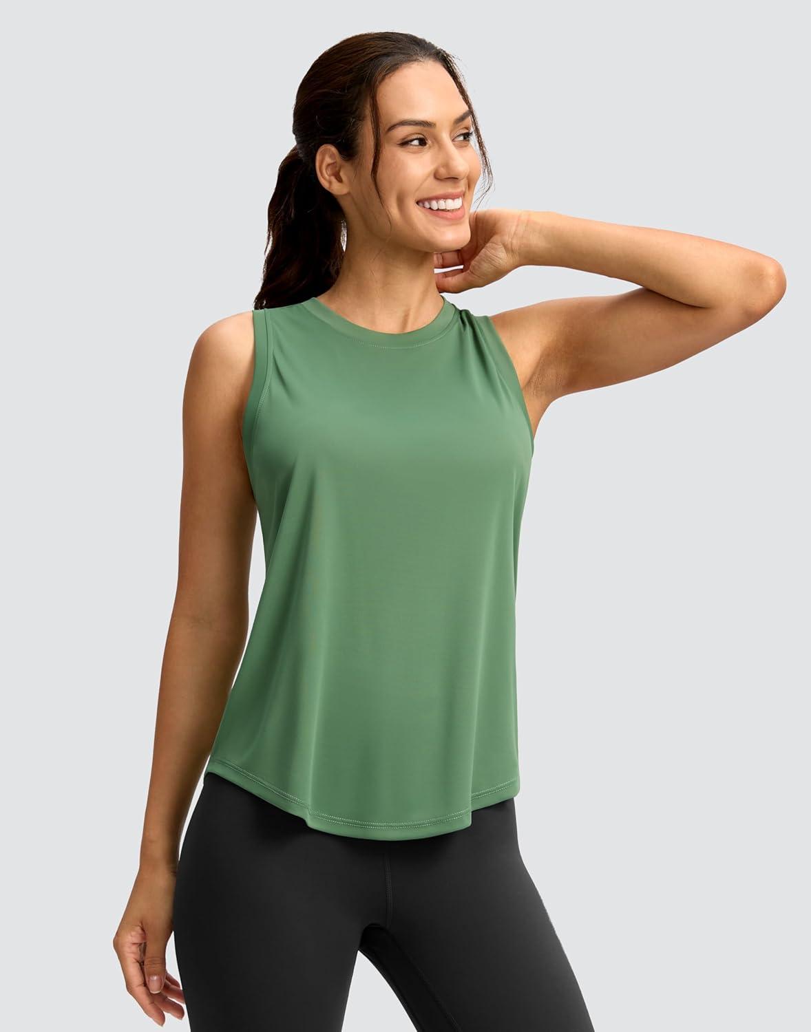 imageSANTINY Womens Sleeveless Workout Tops Lightweight Tennis Yoga Athletic Running Shirts Racerback Tank Tops for WomenGreen