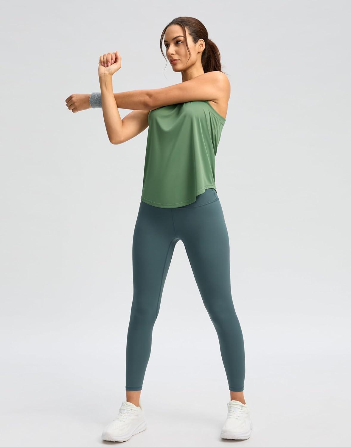 imageSANTINY Womens Sleeveless Workout Tops Lightweight Tennis Yoga Athletic Running Shirts Racerback Tank Tops for WomenGreen