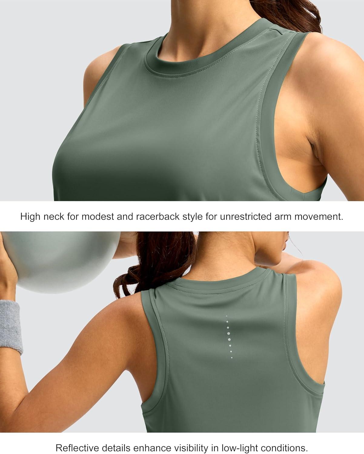 imageSANTINY Womens Sleeveless Workout Tops Lightweight Tennis Yoga Athletic Running Shirts Racerback Tank Tops for WomenGrey Sage