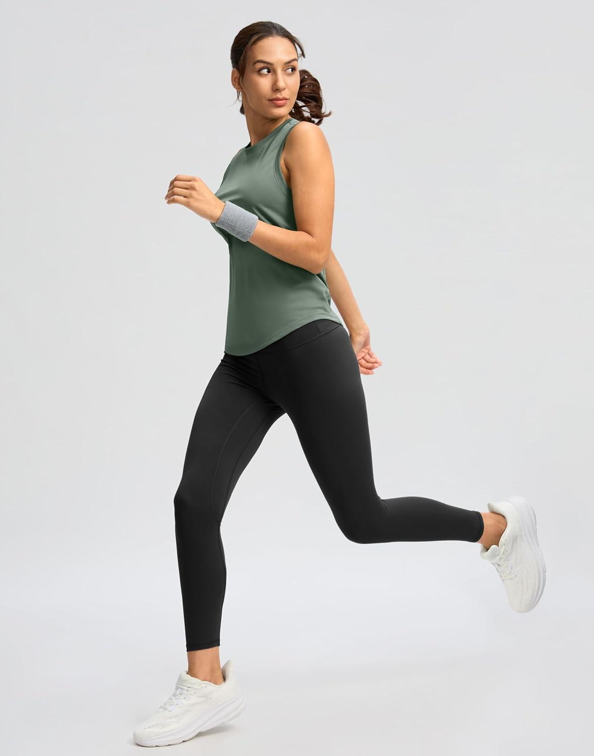 imageSANTINY Womens Sleeveless Workout Tops Lightweight Tennis Yoga Athletic Running Shirts Racerback Tank Tops for WomenGrey Sage