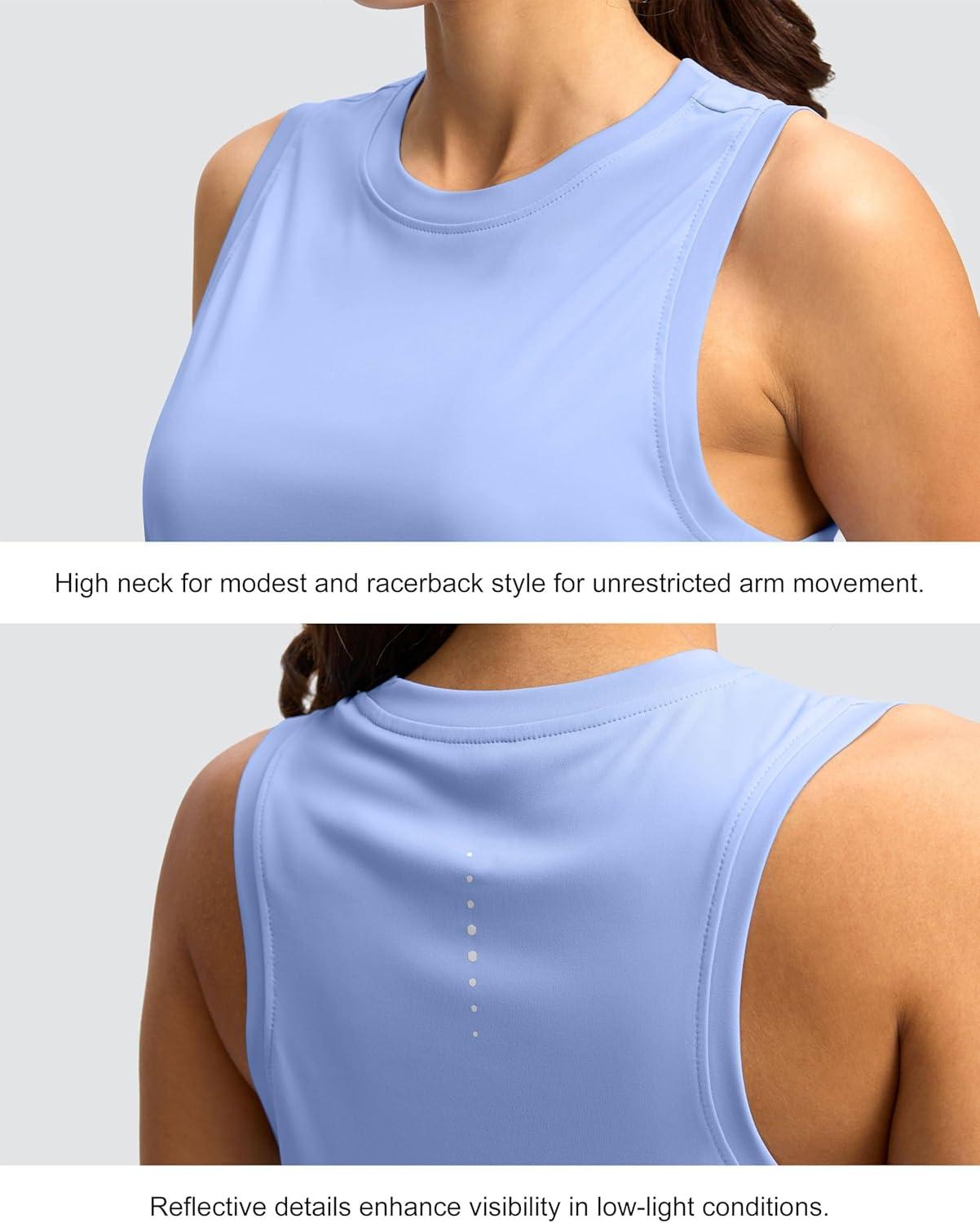 imageSANTINY Womens Sleeveless Workout Tops Lightweight Tennis Yoga Athletic Running Shirts Racerback Tank Tops for WomenLight Blue