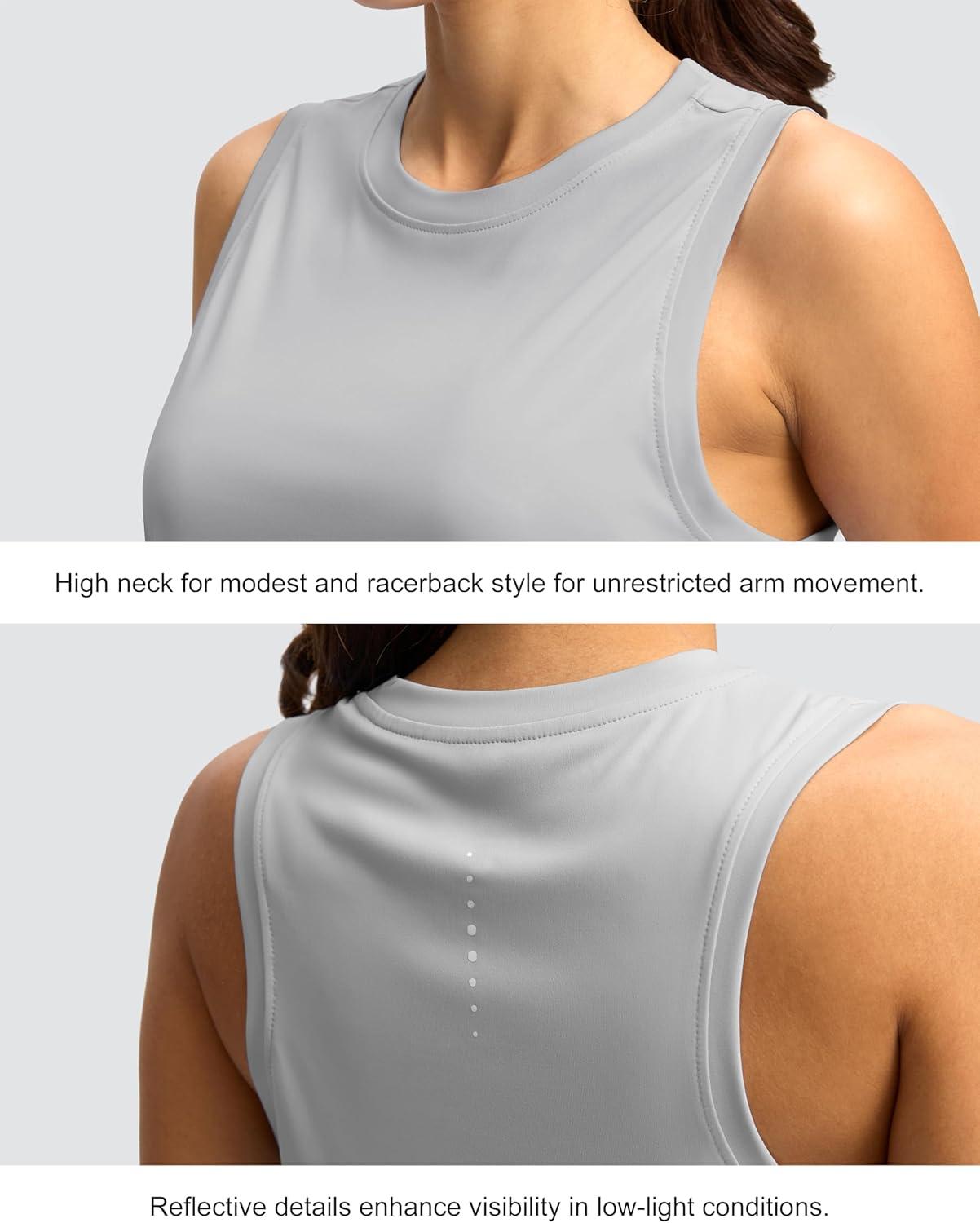imageSANTINY Womens Sleeveless Workout Tops Lightweight Tennis Yoga Athletic Running Shirts Racerback Tank Tops for WomenLight Grey