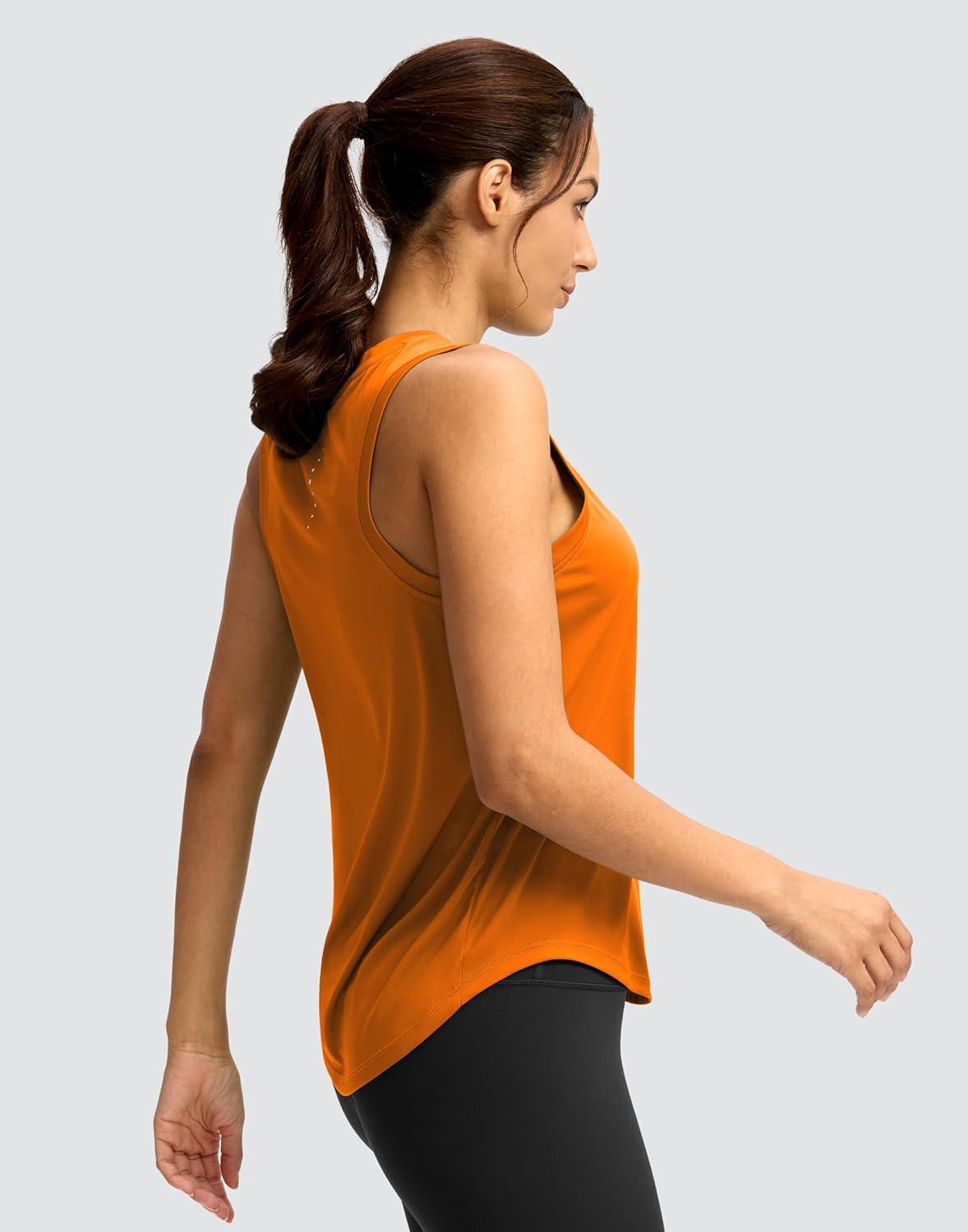 imageSANTINY Womens Sleeveless Workout Tops Lightweight Tennis Yoga Athletic Running Shirts Racerback Tank Tops for WomenOrange