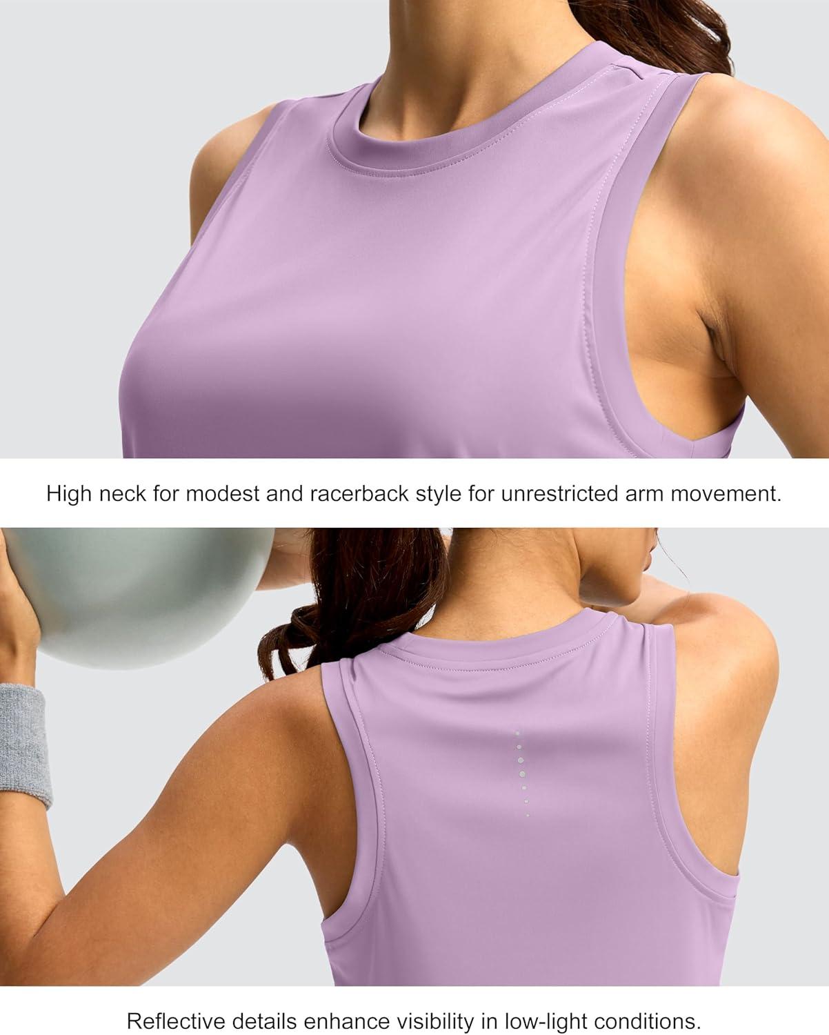 imageSANTINY Womens Sleeveless Workout Tops Lightweight Tennis Yoga Athletic Running Shirts Racerback Tank Tops for WomenPurple