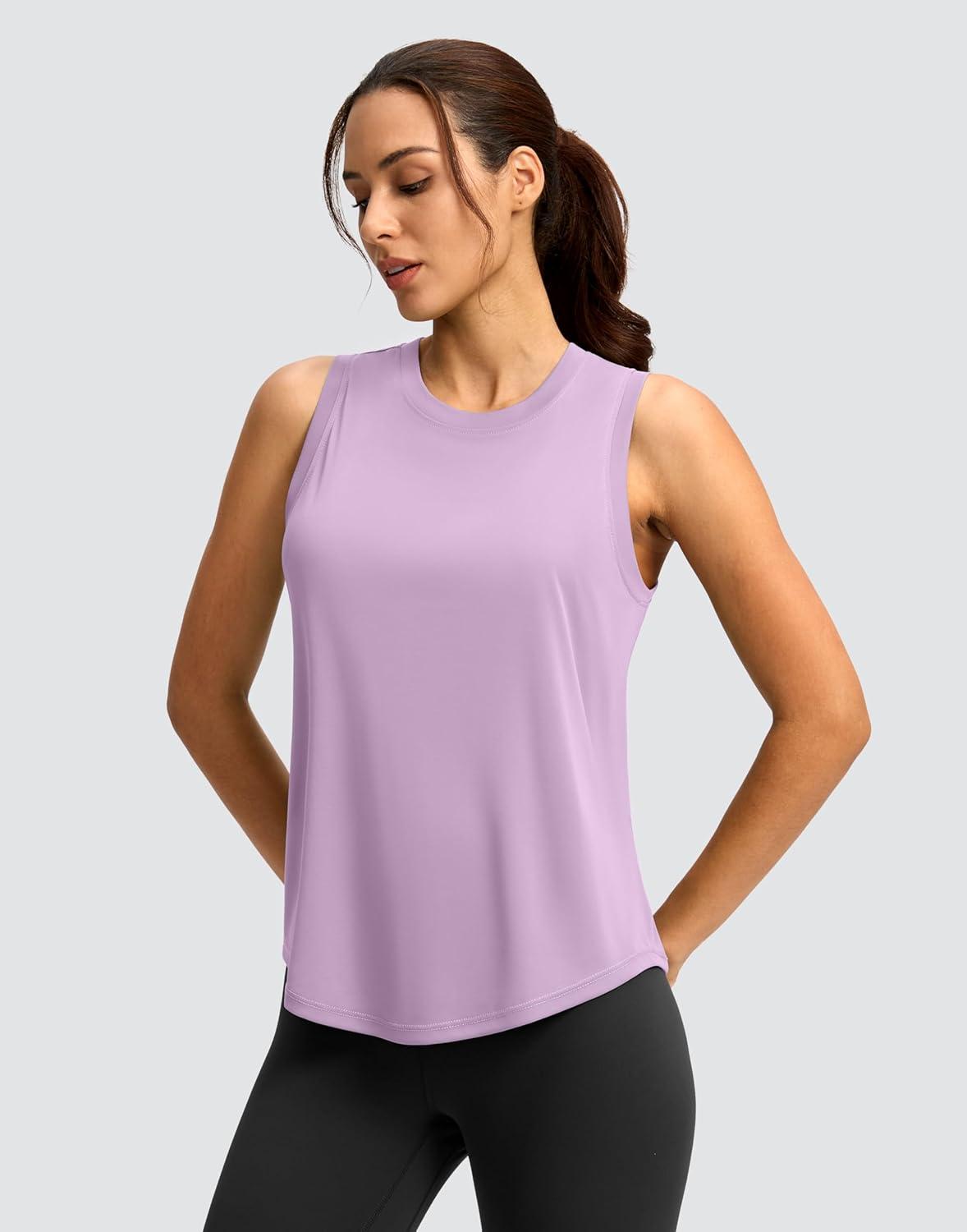 imageSANTINY Womens Sleeveless Workout Tops Lightweight Tennis Yoga Athletic Running Shirts Racerback Tank Tops for WomenPurple
