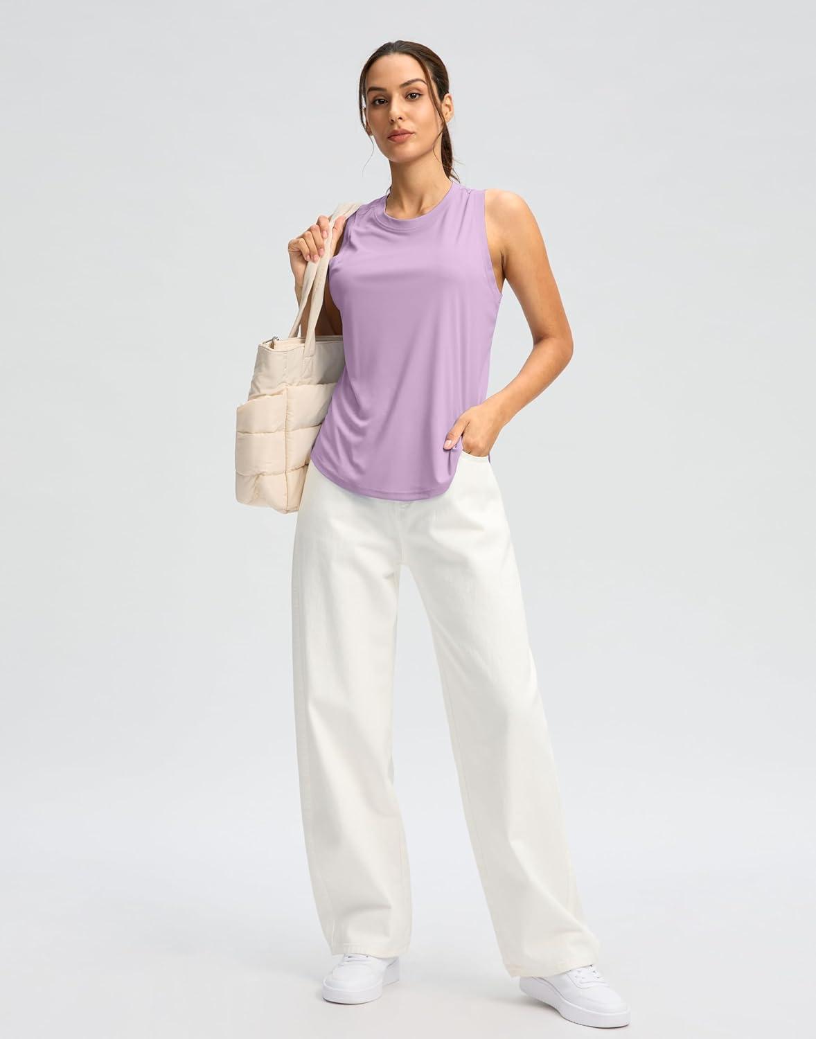 imageSANTINY Womens Sleeveless Workout Tops Lightweight Tennis Yoga Athletic Running Shirts Racerback Tank Tops for WomenPurple