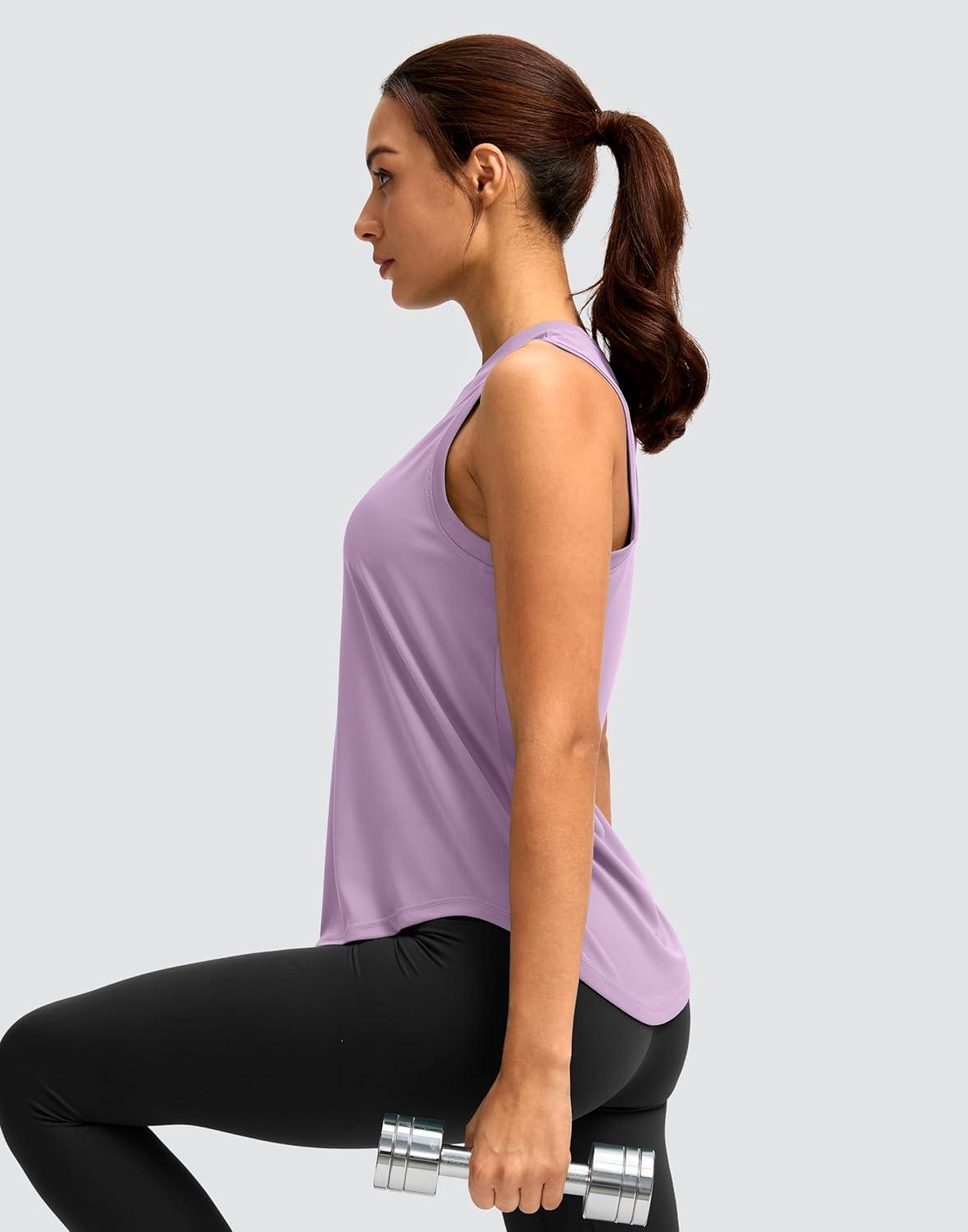 imageSANTINY Womens Sleeveless Workout Tops Lightweight Tennis Yoga Athletic Running Shirts Racerback Tank Tops for WomenPurple