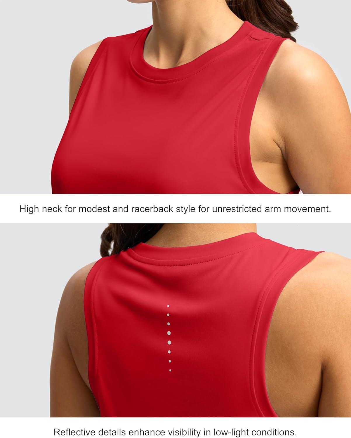 imageSANTINY Womens Sleeveless Workout Tops Lightweight Tennis Yoga Athletic Running Shirts Racerback Tank Tops for WomenRed