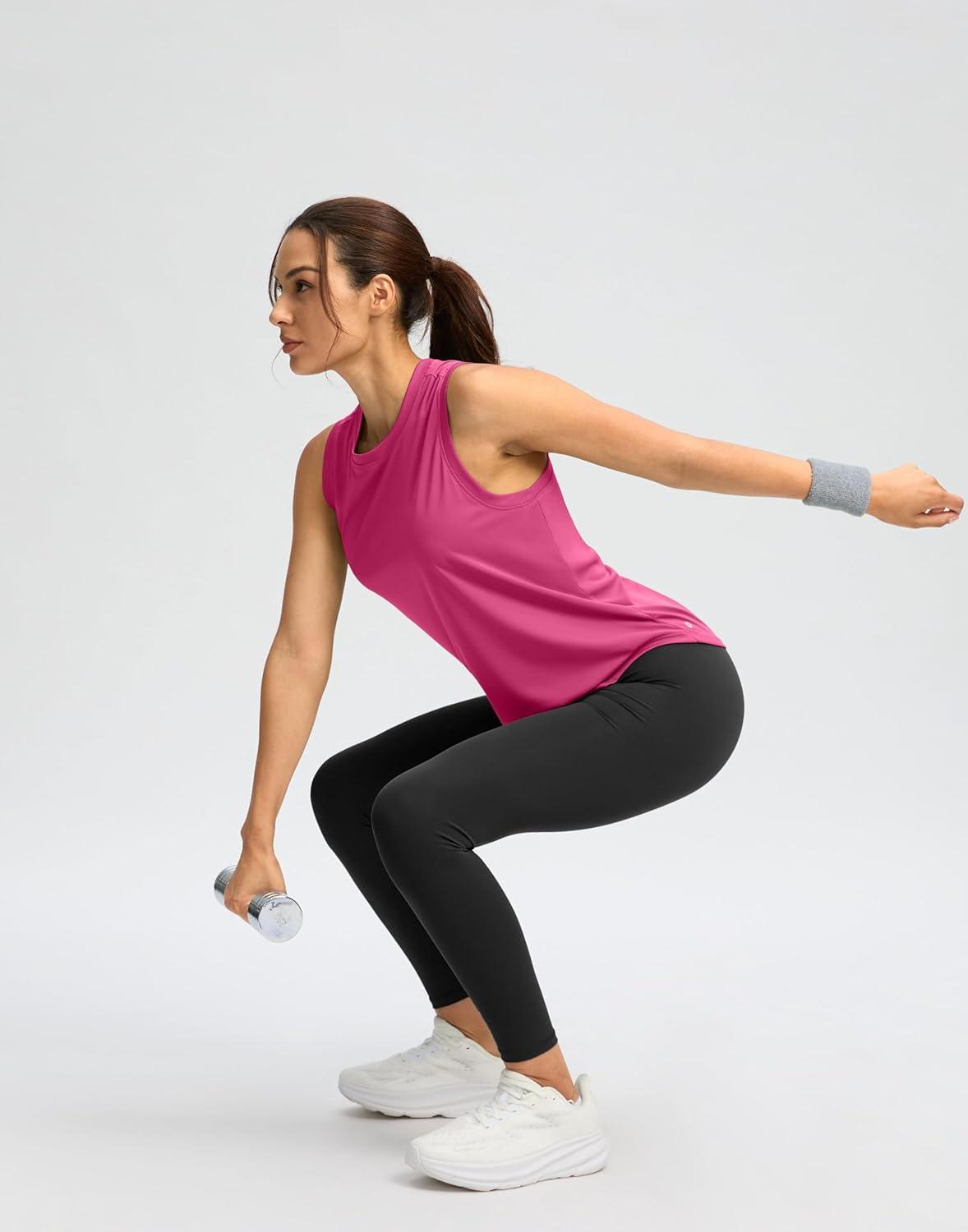 imageSANTINY Womens Sleeveless Workout Tops Lightweight Tennis Yoga Athletic Running Shirts Racerback Tank Tops for WomenRose