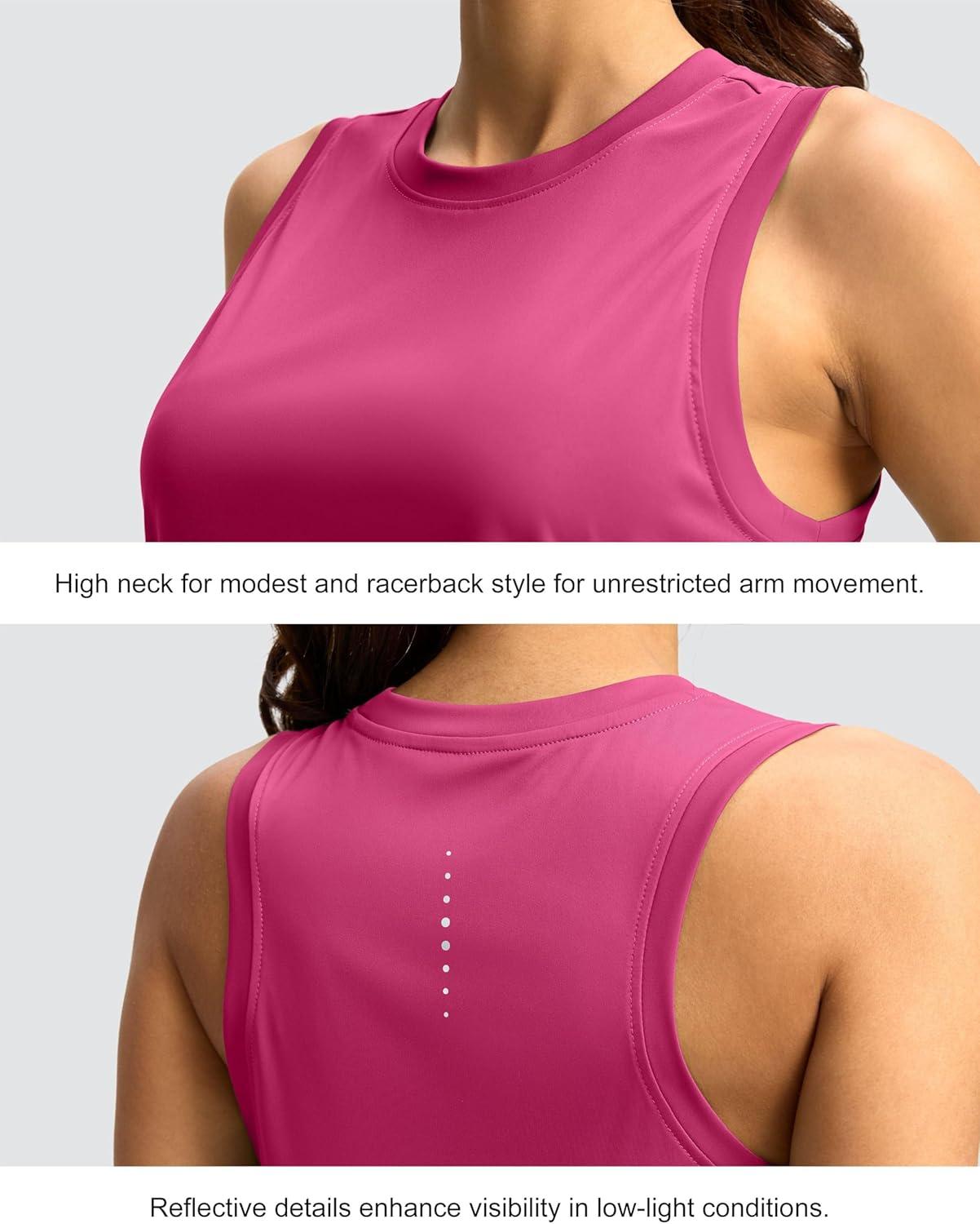 imageSANTINY Womens Sleeveless Workout Tops Lightweight Tennis Yoga Athletic Running Shirts Racerback Tank Tops for WomenRose