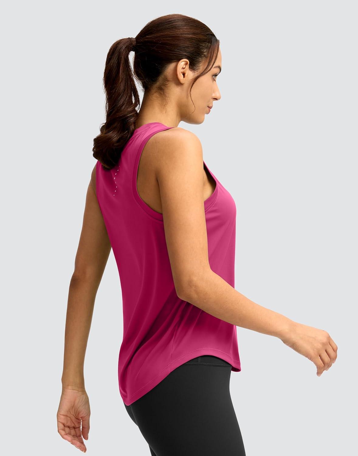 imageSANTINY Womens Sleeveless Workout Tops Lightweight Tennis Yoga Athletic Running Shirts Racerback Tank Tops for WomenRose