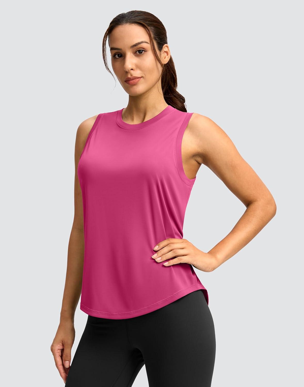 imageSANTINY Womens Sleeveless Workout Tops Lightweight Tennis Yoga Athletic Running Shirts Racerback Tank Tops for WomenRose