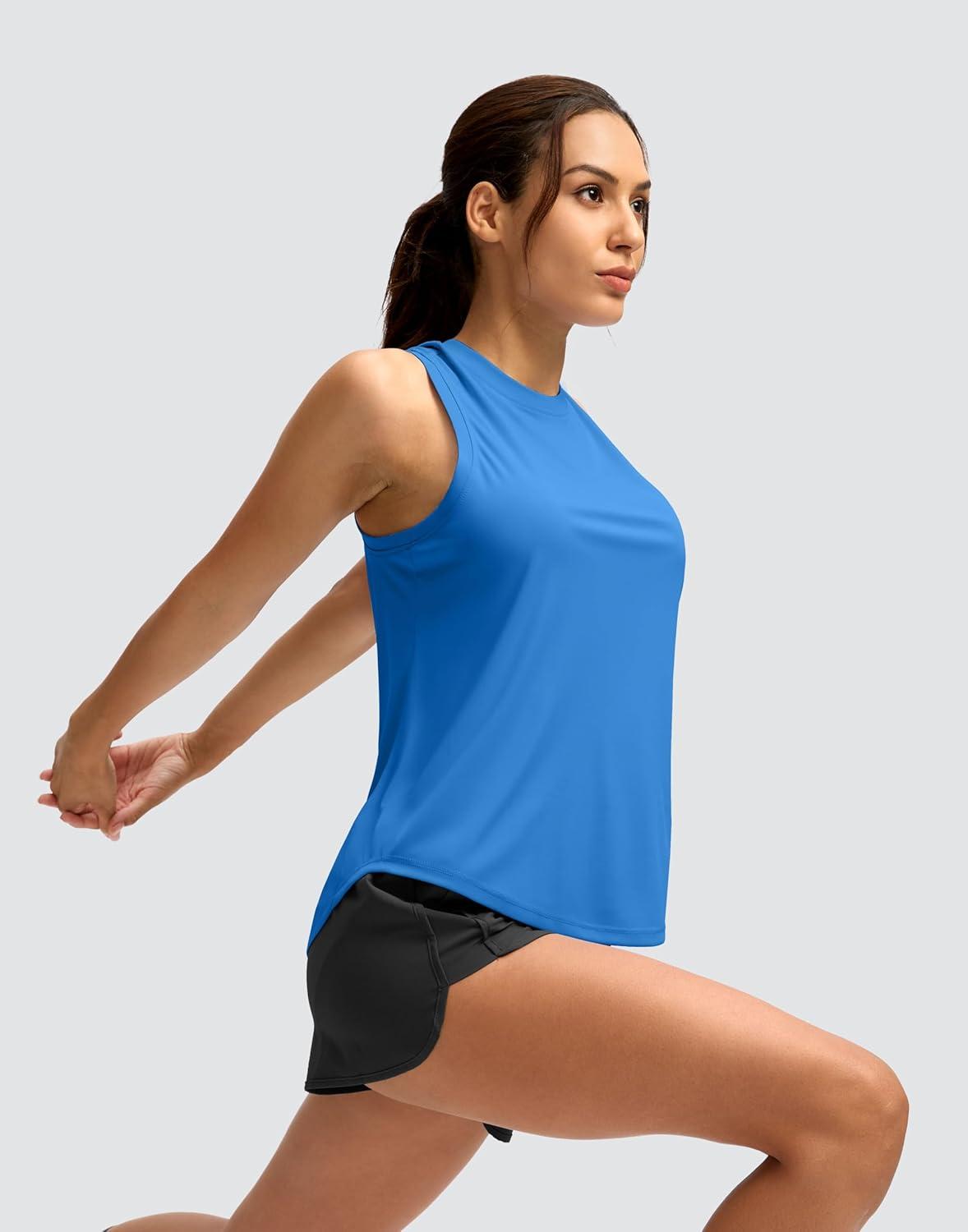 imageSANTINY Womens Sleeveless Workout Tops Lightweight Tennis Yoga Athletic Running Shirts Racerback Tank Tops for WomenRoyal Blue