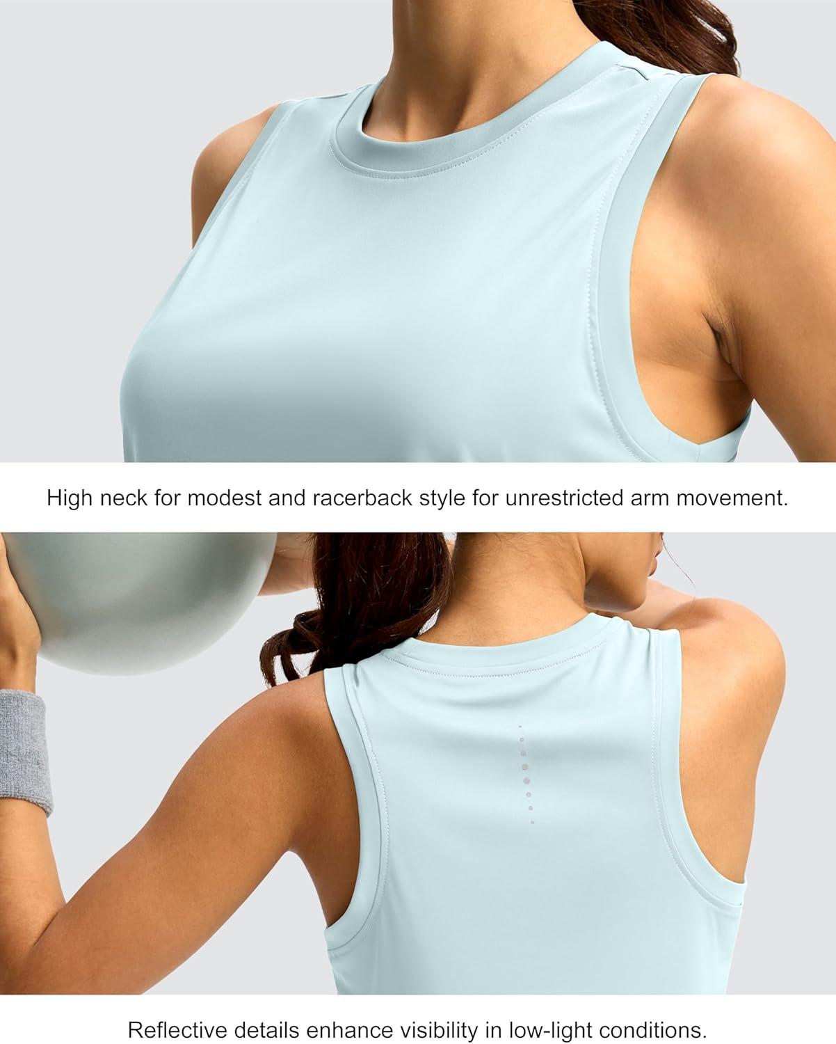 imageSANTINY Womens Sleeveless Workout Tops Lightweight Tennis Yoga Athletic Running Shirts Racerback Tank Tops for WomenSky Blue