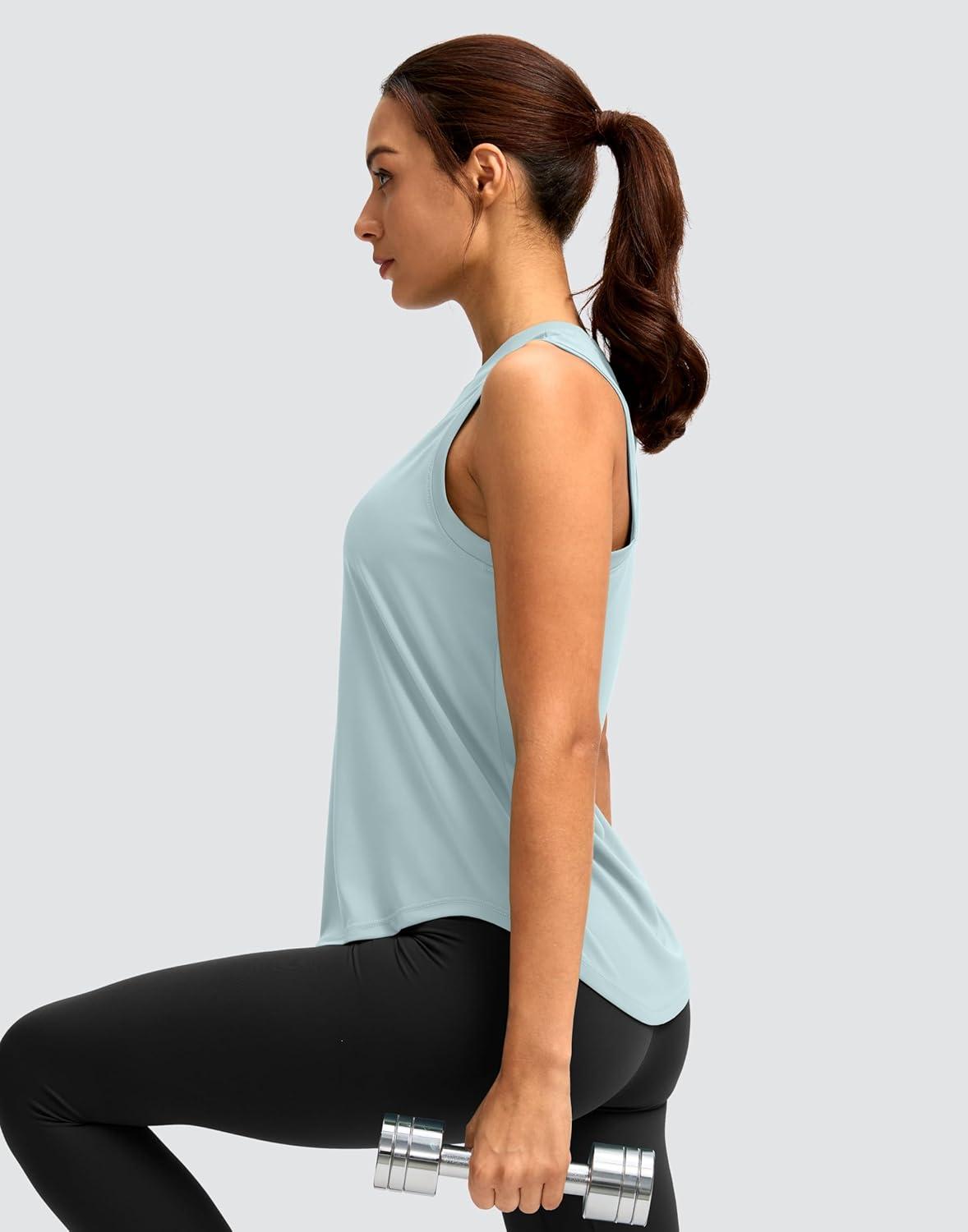 imageSANTINY Womens Sleeveless Workout Tops Lightweight Tennis Yoga Athletic Running Shirts Racerback Tank Tops for WomenSky Blue