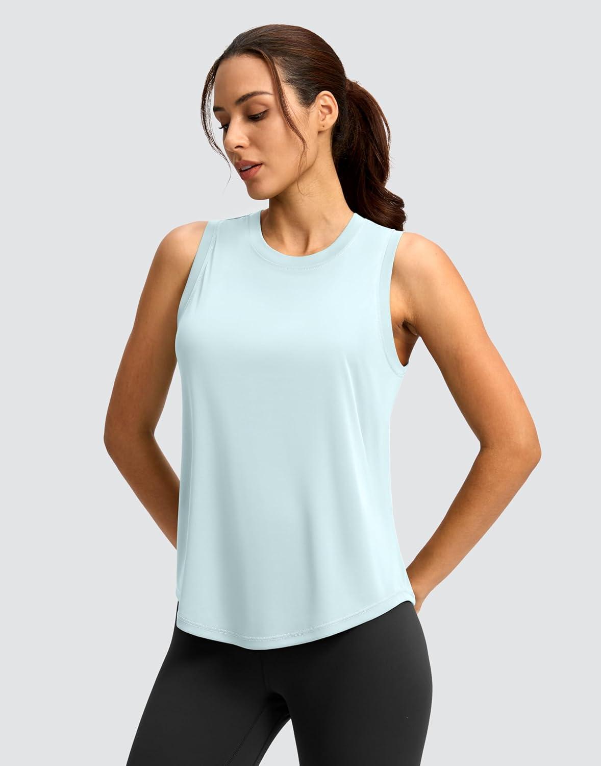 imageSANTINY Womens Sleeveless Workout Tops Lightweight Tennis Yoga Athletic Running Shirts Racerback Tank Tops for WomenSky Blue