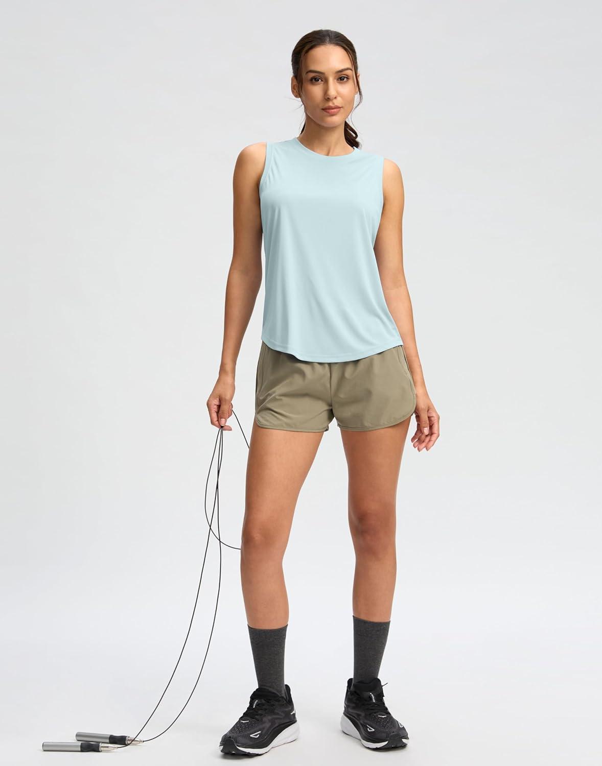 imageSANTINY Womens Sleeveless Workout Tops Lightweight Tennis Yoga Athletic Running Shirts Racerback Tank Tops for WomenSky Blue