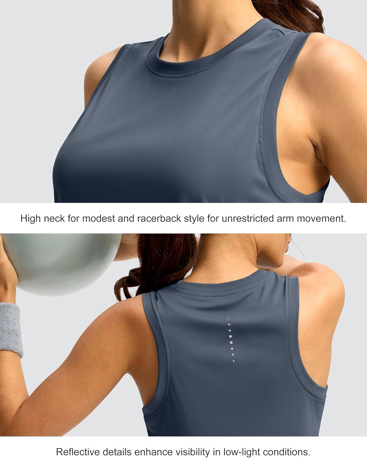 imageSANTINY Womens Sleeveless Workout Tops Lightweight Tennis Yoga Athletic Running Shirts Racerback Tank Tops for WomenSlate Blue