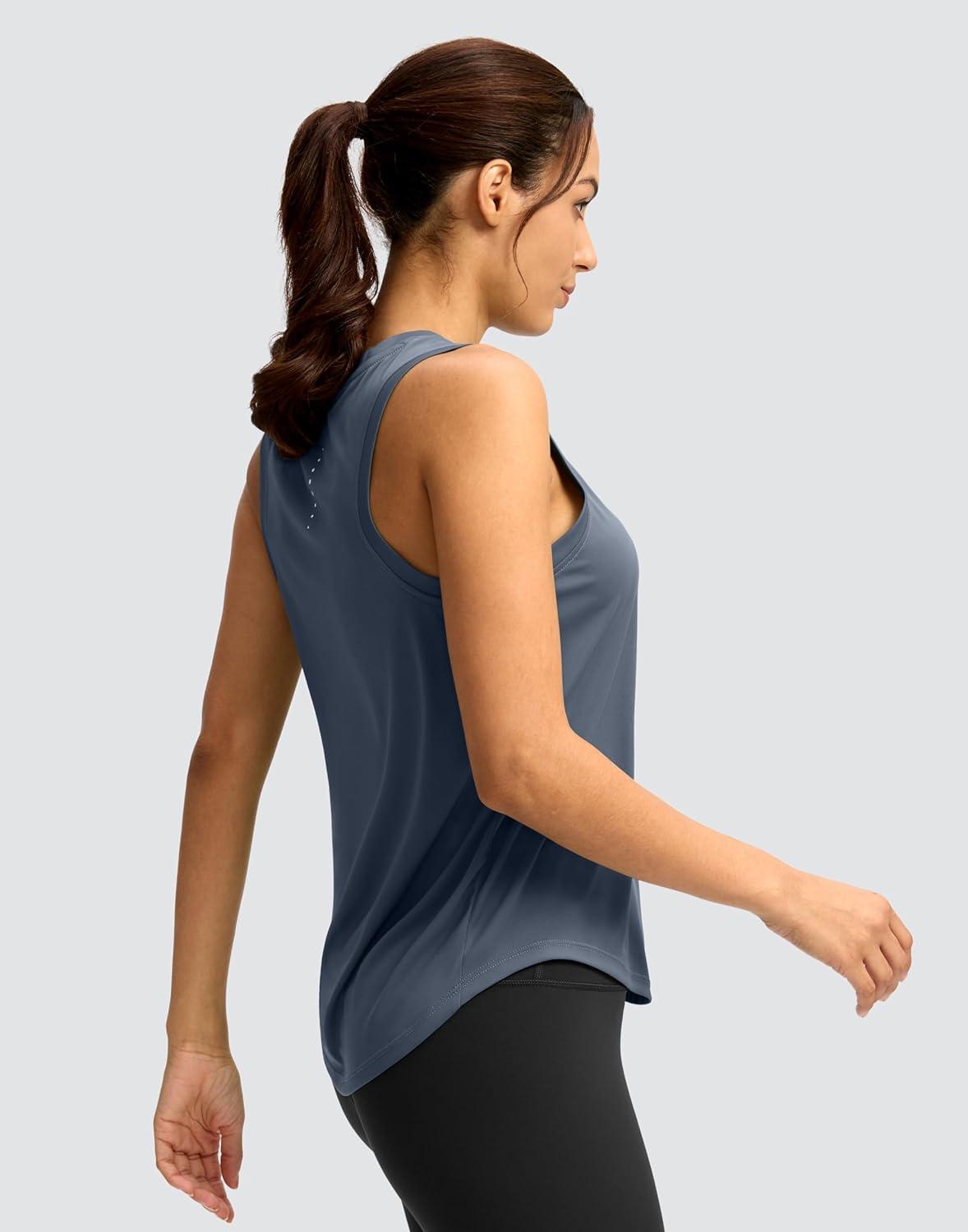 imageSANTINY Womens Sleeveless Workout Tops Lightweight Tennis Yoga Athletic Running Shirts Racerback Tank Tops for WomenSlate Blue