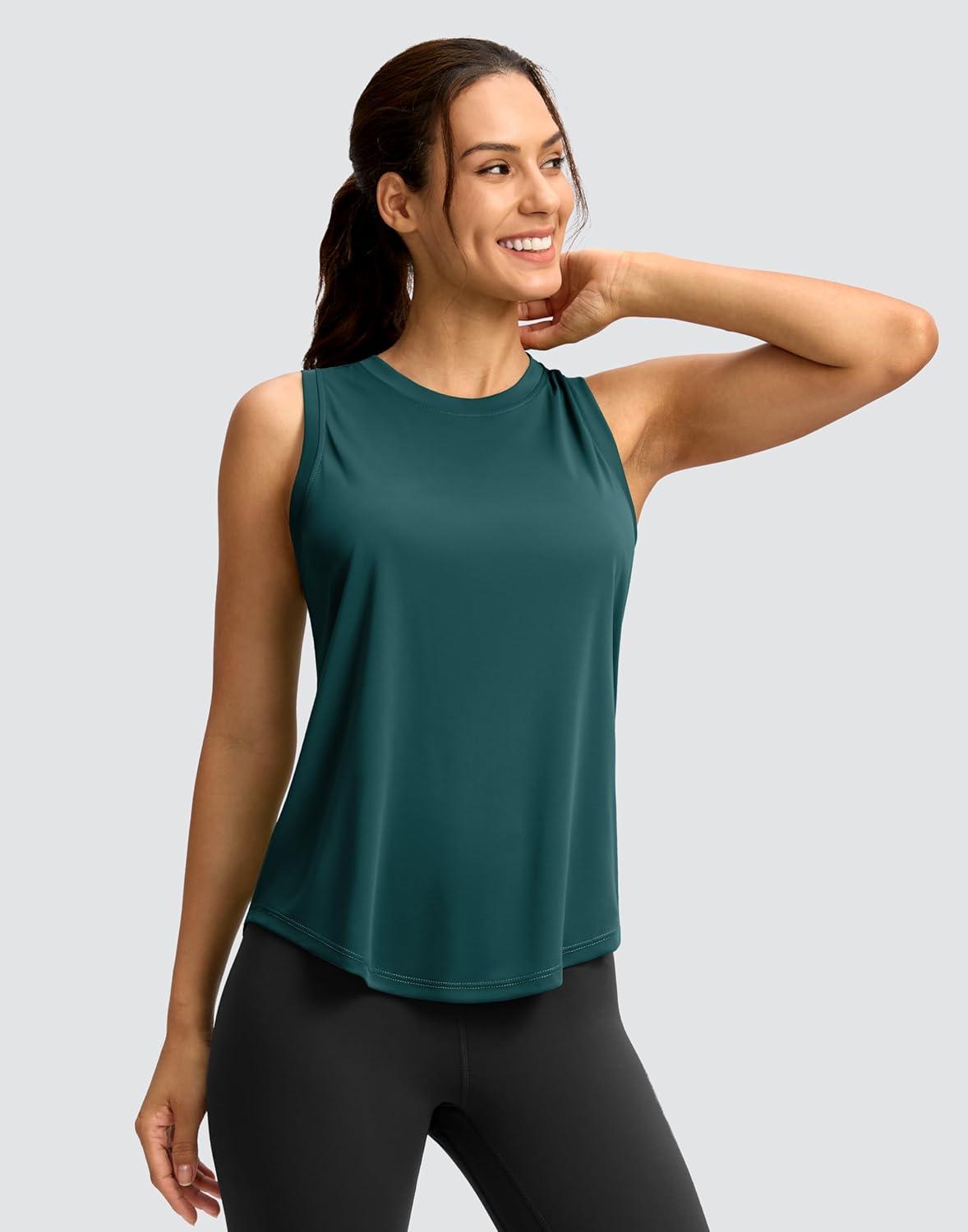 imageSANTINY Womens Sleeveless Workout Tops Lightweight Tennis Yoga Athletic Running Shirts Racerback Tank Tops for WomenTeal
