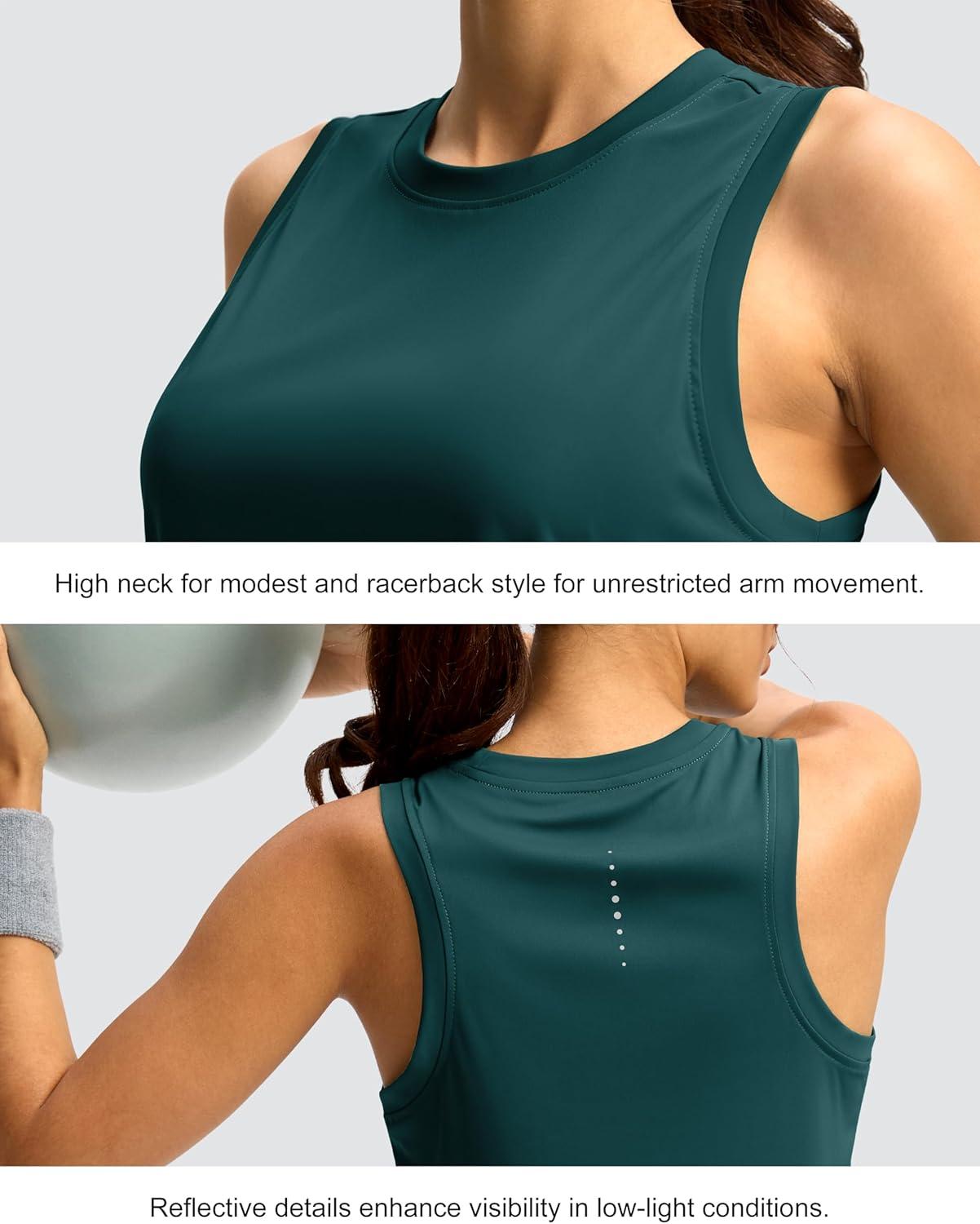 imageSANTINY Womens Sleeveless Workout Tops Lightweight Tennis Yoga Athletic Running Shirts Racerback Tank Tops for WomenTeal