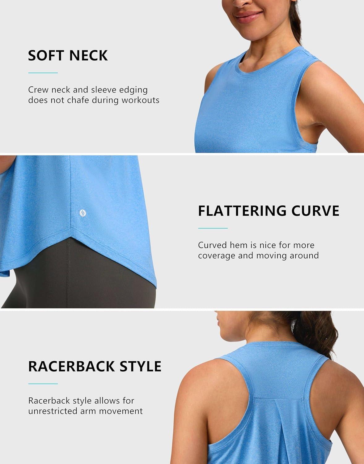 imageSANTINY Womens Sleeveless Workout Tops Lightweight Tennis Yoga Gym Athletic Running Shirts Racerback Tank Tops for WomenBlue