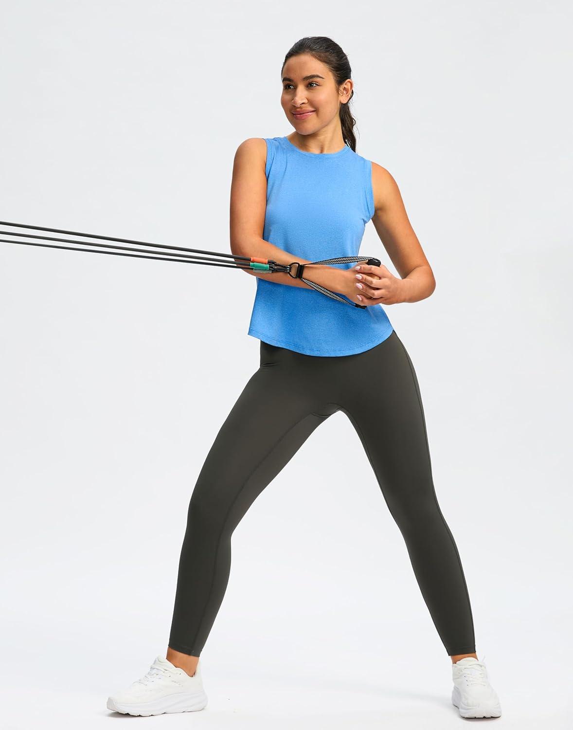 imageSANTINY Womens Sleeveless Workout Tops Lightweight Tennis Yoga Gym Athletic Running Shirts Racerback Tank Tops for WomenBlue