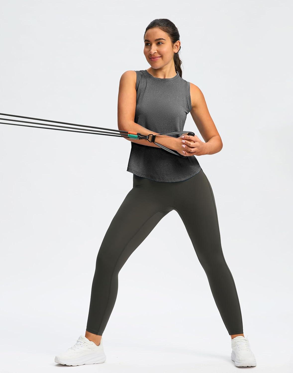 imageSANTINY Womens Sleeveless Workout Tops Lightweight Tennis Yoga Gym Athletic Running Shirts Racerback Tank Tops for WomenCharcoal