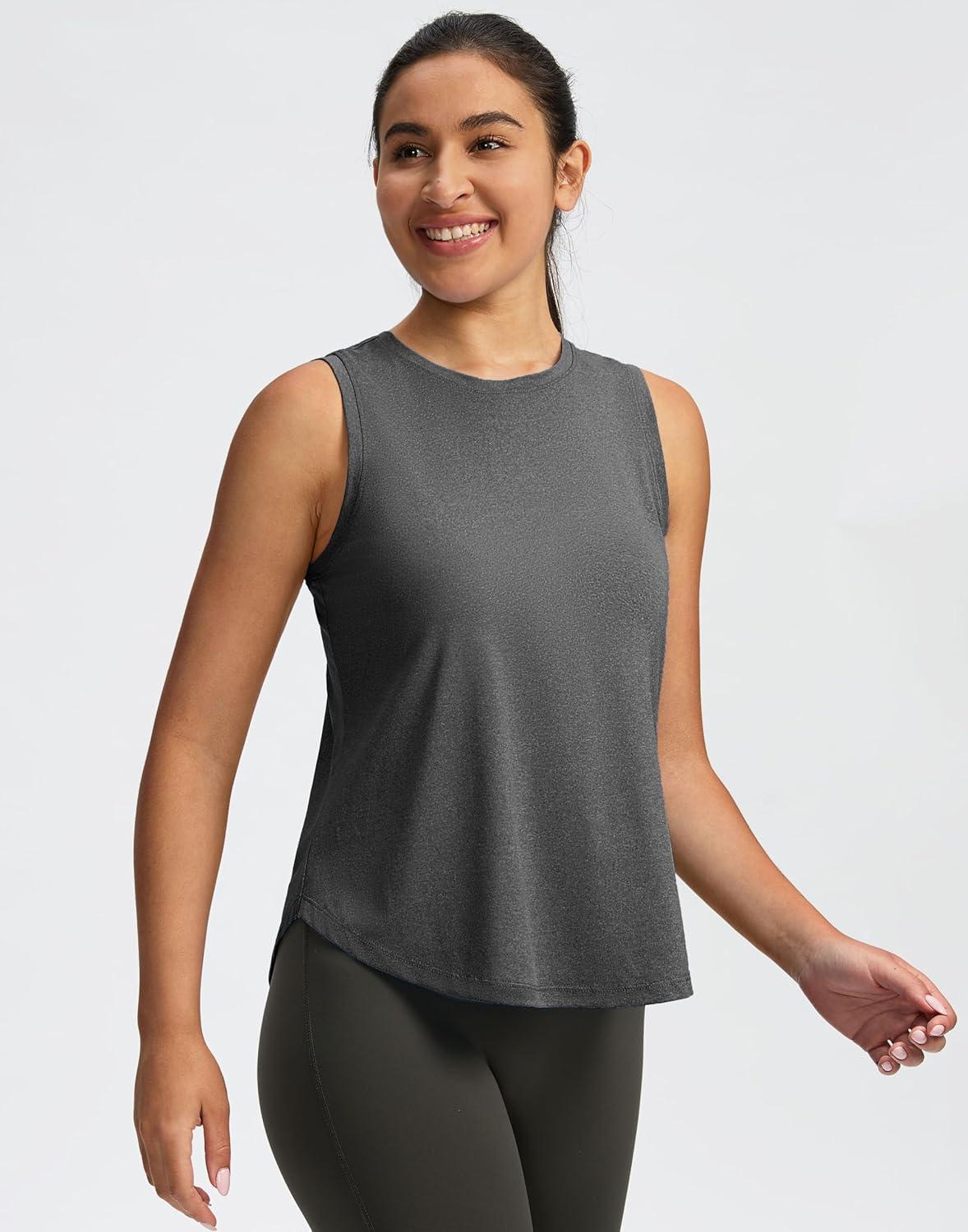 imageSANTINY Womens Sleeveless Workout Tops Lightweight Tennis Yoga Gym Athletic Running Shirts Racerback Tank Tops for WomenCharcoal