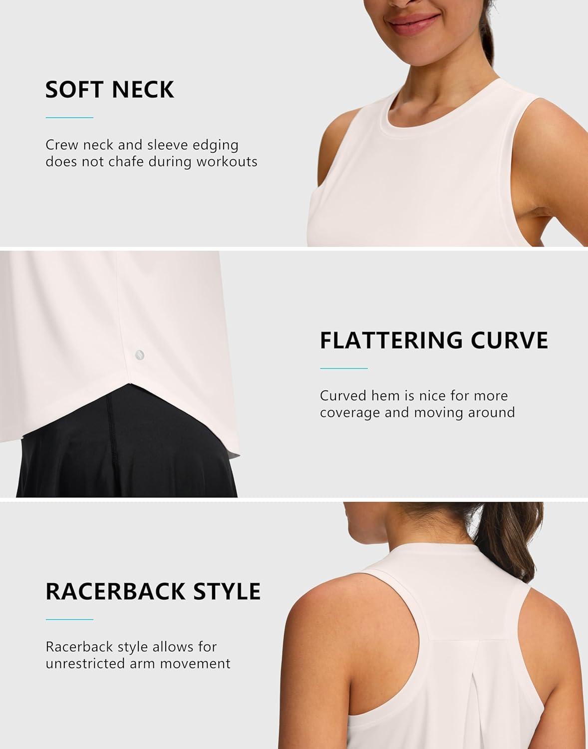 imageSANTINY Womens Sleeveless Workout Tops Lightweight Tennis Yoga Gym Athletic Running Shirts Racerback Tank Tops for WomenCream