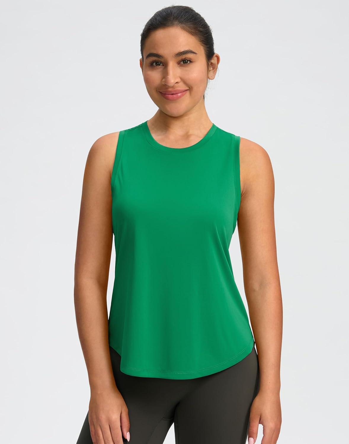 imageSANTINY Womens Sleeveless Workout Tops Lightweight Tennis Yoga Gym Athletic Running Shirts Racerback Tank Tops for WomenGreen