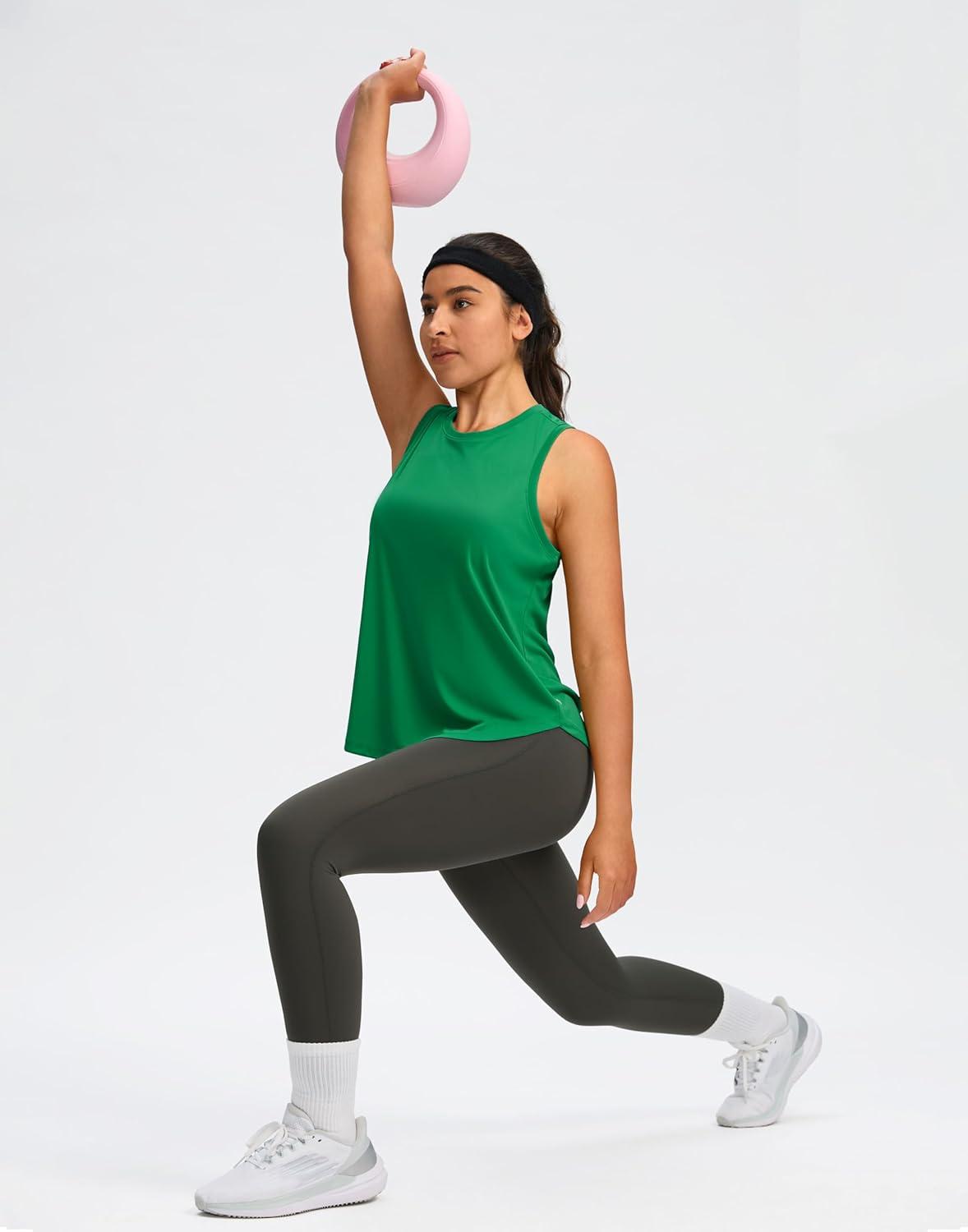 imageSANTINY Womens Sleeveless Workout Tops Lightweight Tennis Yoga Gym Athletic Running Shirts Racerback Tank Tops for WomenGreen