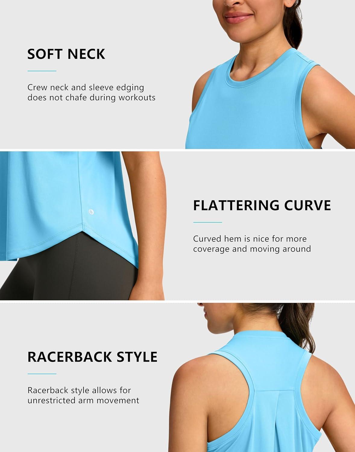 imageSANTINY Womens Sleeveless Workout Tops Lightweight Tennis Yoga Gym Athletic Running Shirts Racerback Tank Tops for WomenLight Blue