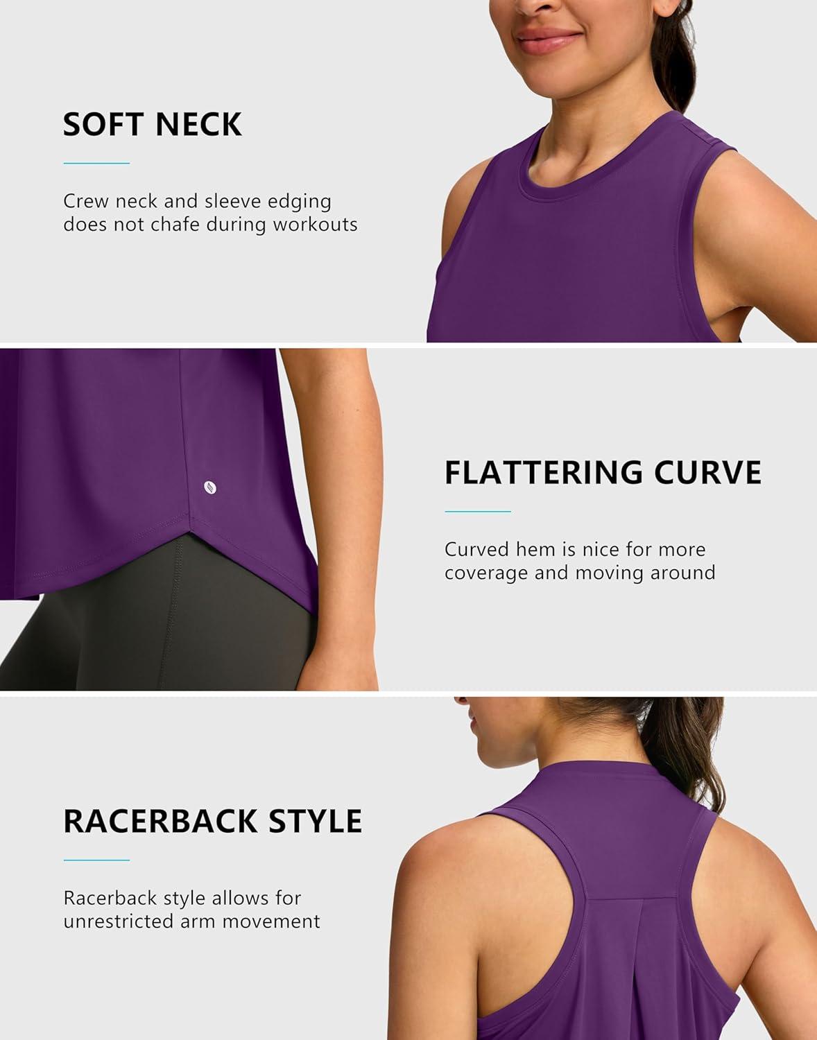 imageSANTINY Womens Sleeveless Workout Tops Lightweight Tennis Yoga Gym Athletic Running Shirts Racerback Tank Tops for WomenPurple