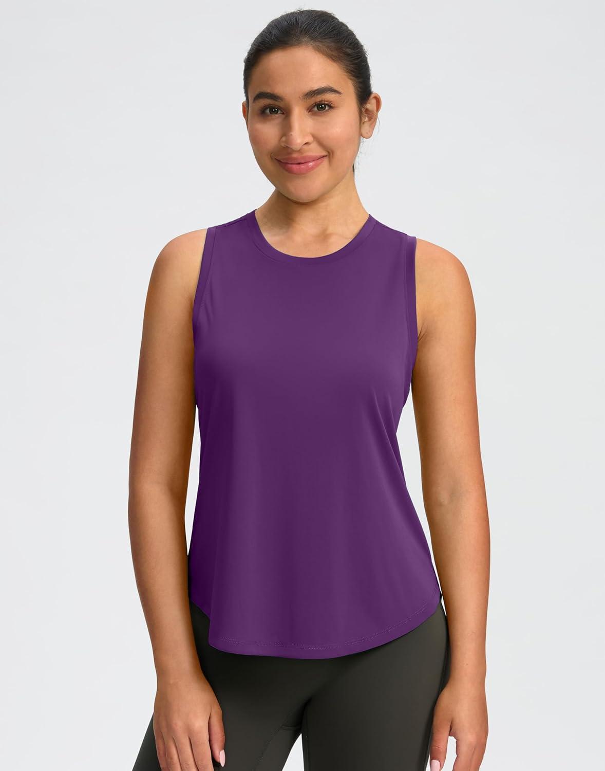 imageSANTINY Womens Sleeveless Workout Tops Lightweight Tennis Yoga Gym Athletic Running Shirts Racerback Tank Tops for WomenPurple