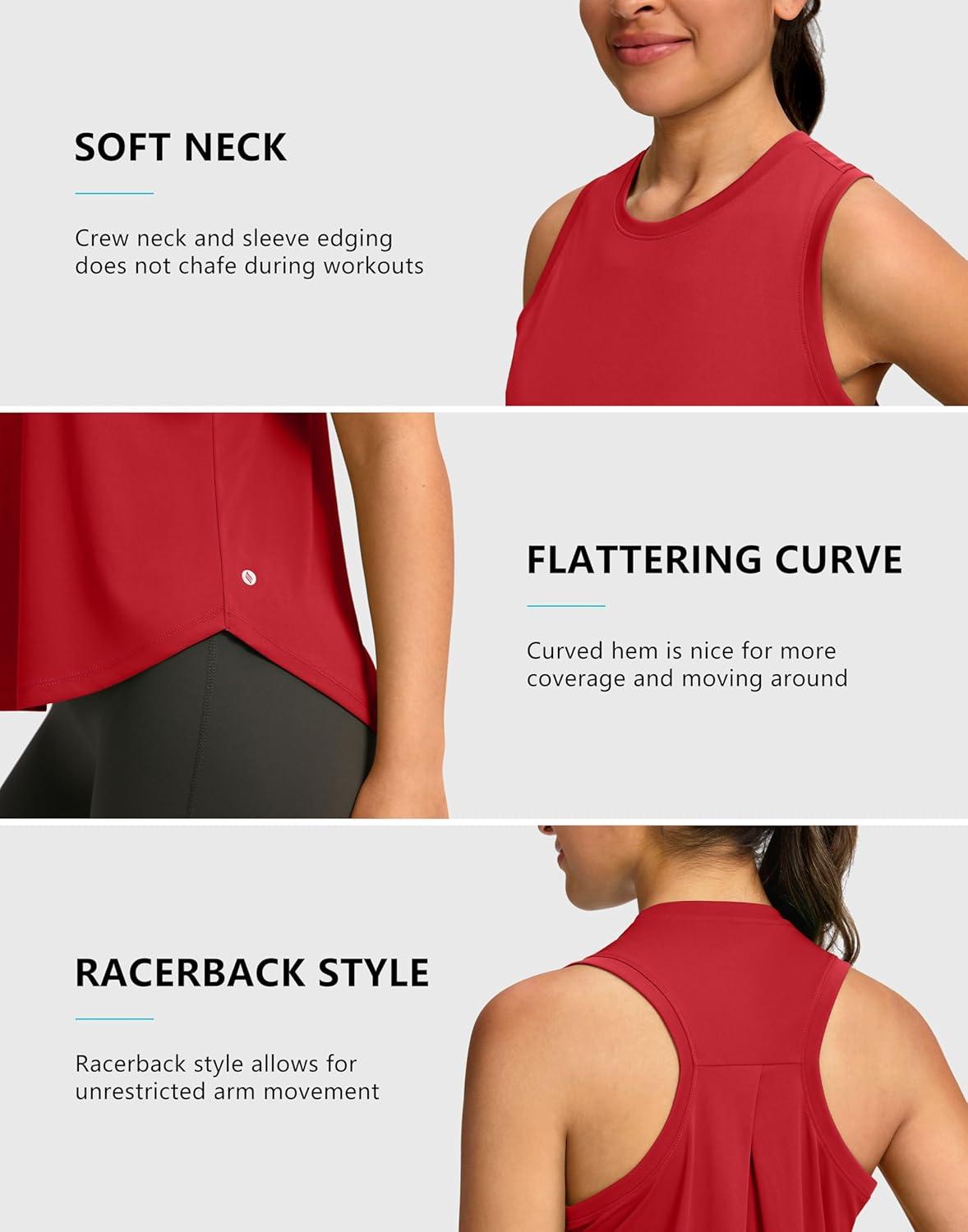 imageSANTINY Womens Sleeveless Workout Tops Lightweight Tennis Yoga Gym Athletic Running Shirts Racerback Tank Tops for WomenRed