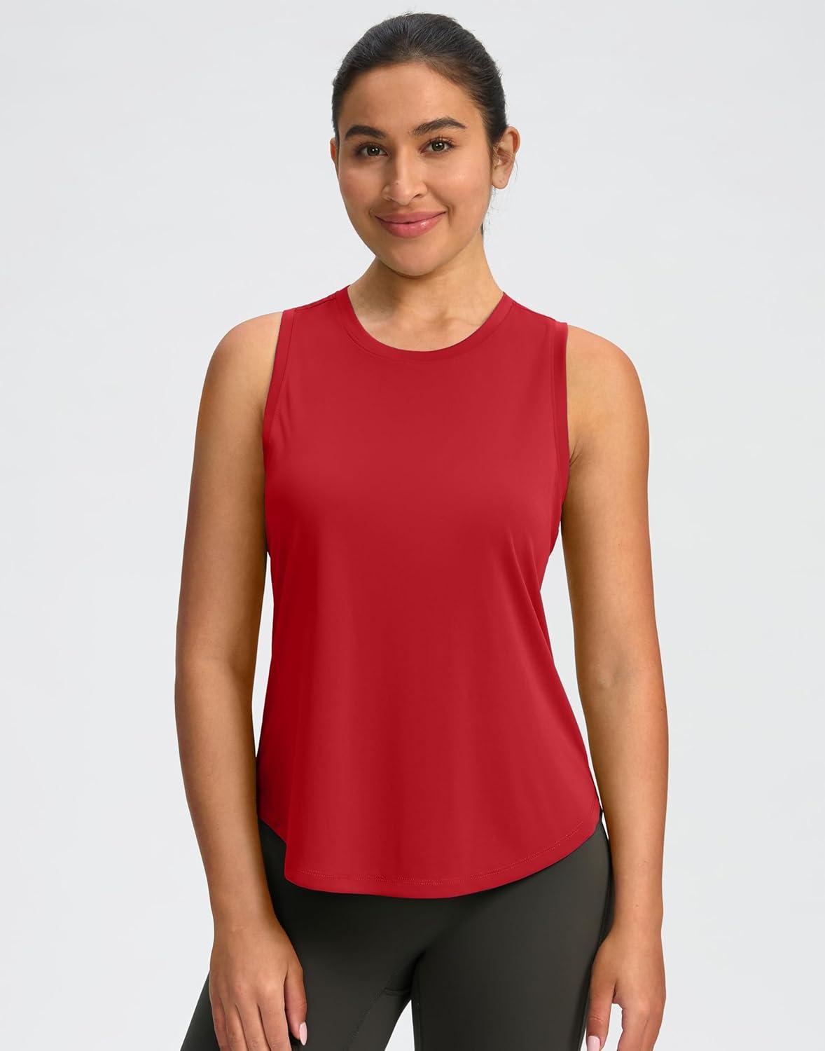 imageSANTINY Womens Sleeveless Workout Tops Lightweight Tennis Yoga Gym Athletic Running Shirts Racerback Tank Tops for WomenRed