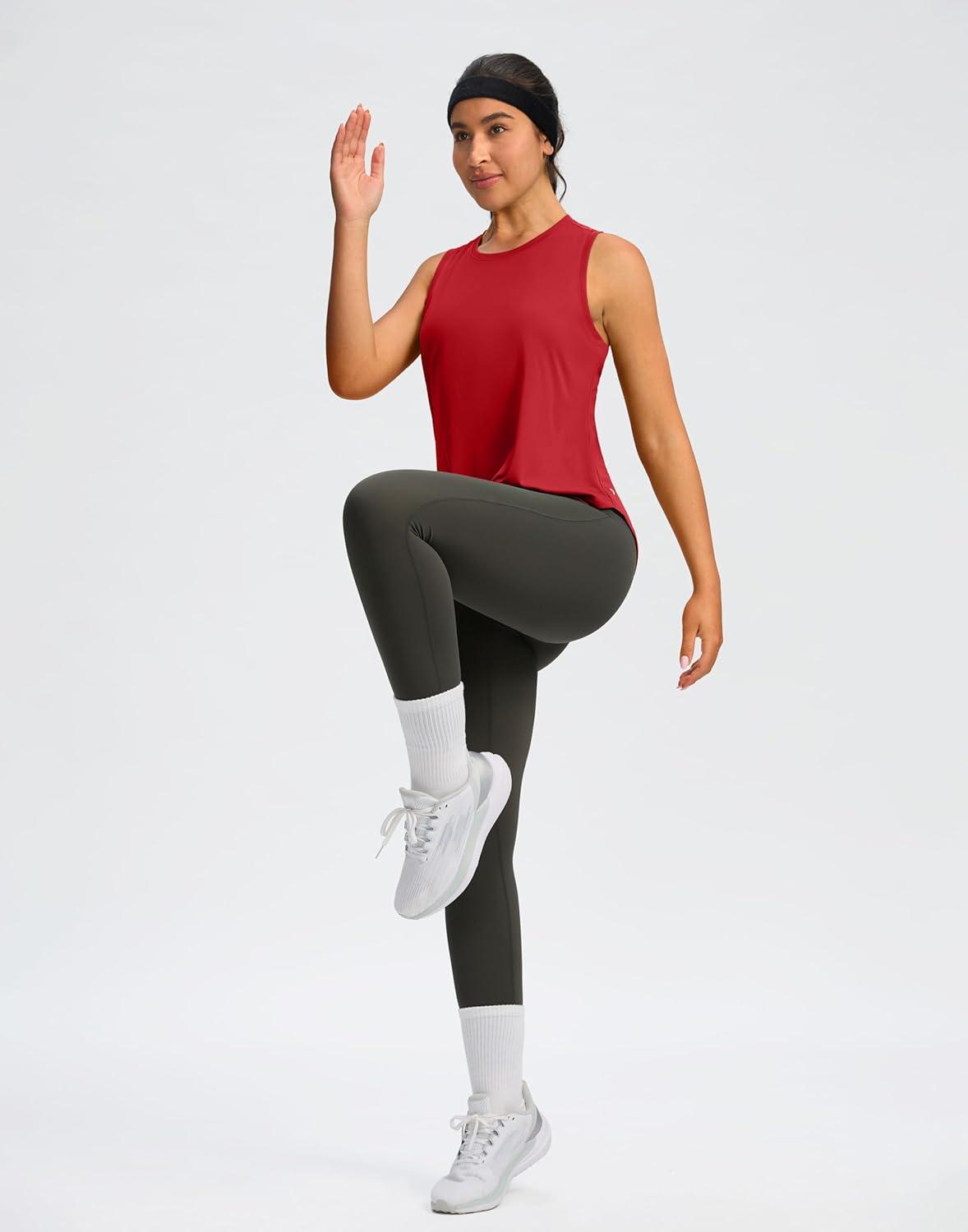 imageSANTINY Womens Sleeveless Workout Tops Lightweight Tennis Yoga Gym Athletic Running Shirts Racerback Tank Tops for WomenRed