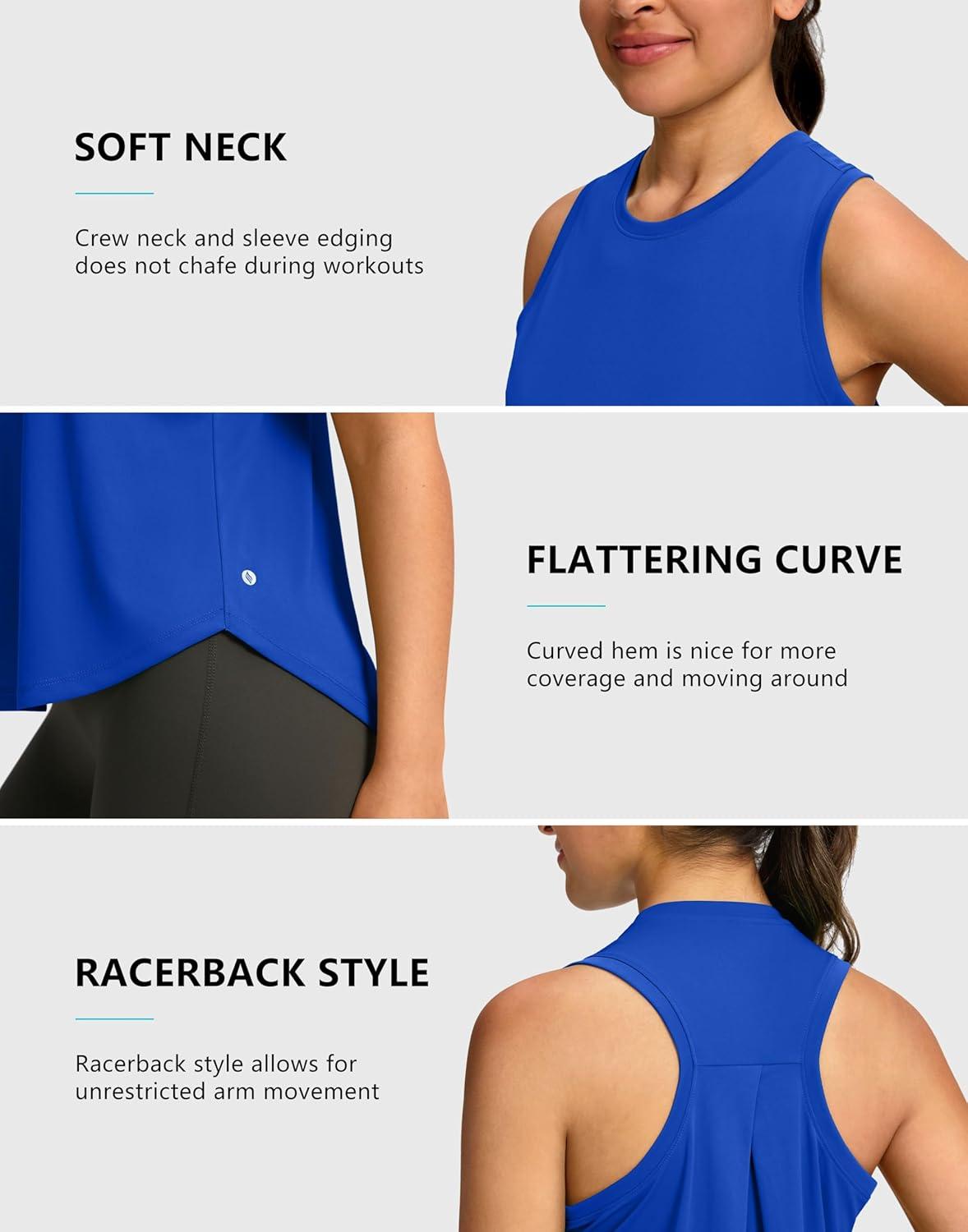 imageSANTINY Womens Sleeveless Workout Tops Lightweight Tennis Yoga Gym Athletic Running Shirts Racerback Tank Tops for WomenRoyal Blue