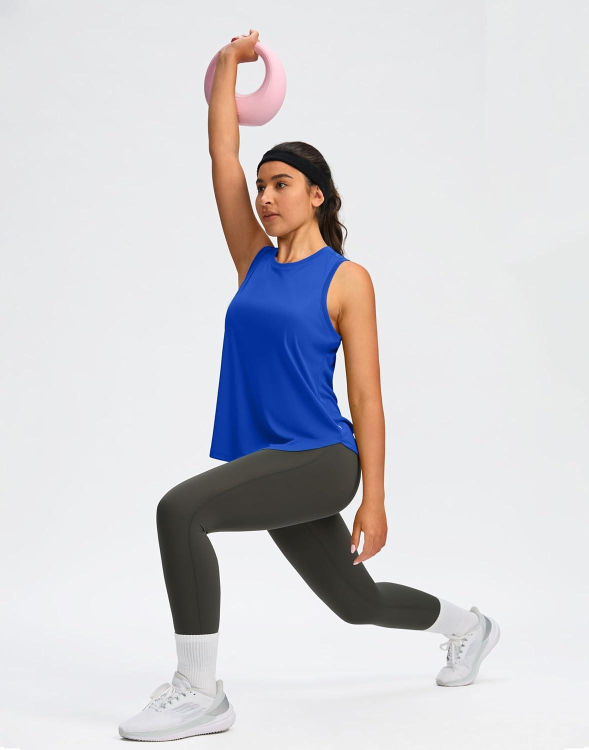 imageSANTINY Womens Sleeveless Workout Tops Lightweight Tennis Yoga Gym Athletic Running Shirts Racerback Tank Tops for WomenRoyal Blue