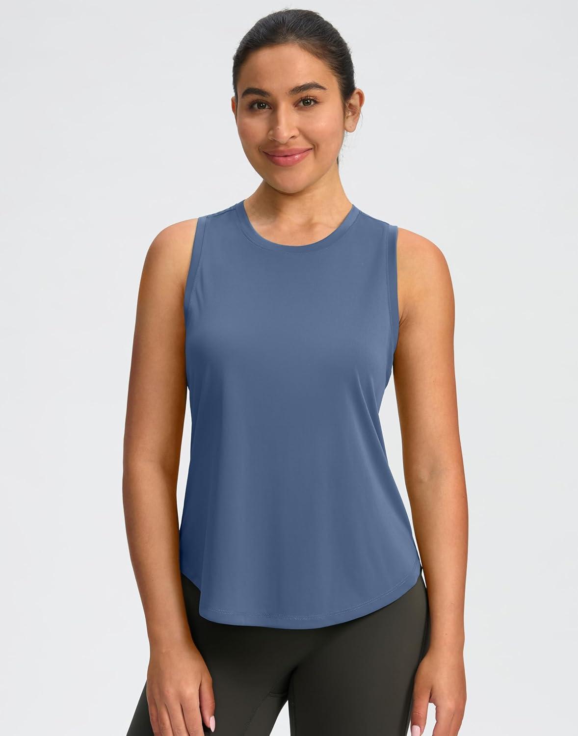 imageSANTINY Womens Sleeveless Workout Tops Lightweight Tennis Yoga Gym Athletic Running Shirts Racerback Tank Tops for WomenSlate Blue