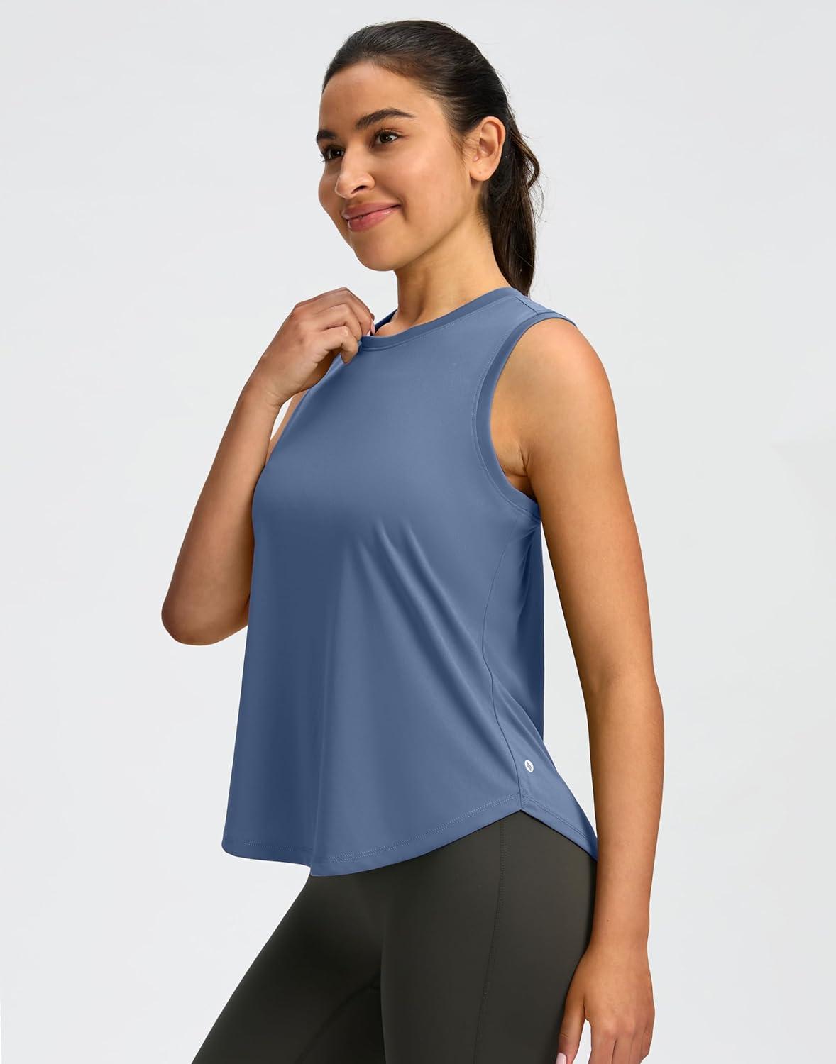 imageSANTINY Womens Sleeveless Workout Tops Lightweight Tennis Yoga Gym Athletic Running Shirts Racerback Tank Tops for WomenSlate Blue