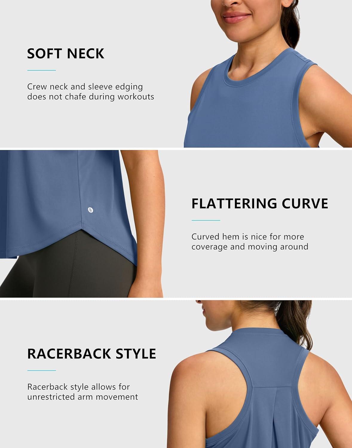 imageSANTINY Womens Sleeveless Workout Tops Lightweight Tennis Yoga Gym Athletic Running Shirts Racerback Tank Tops for WomenSlate Blue