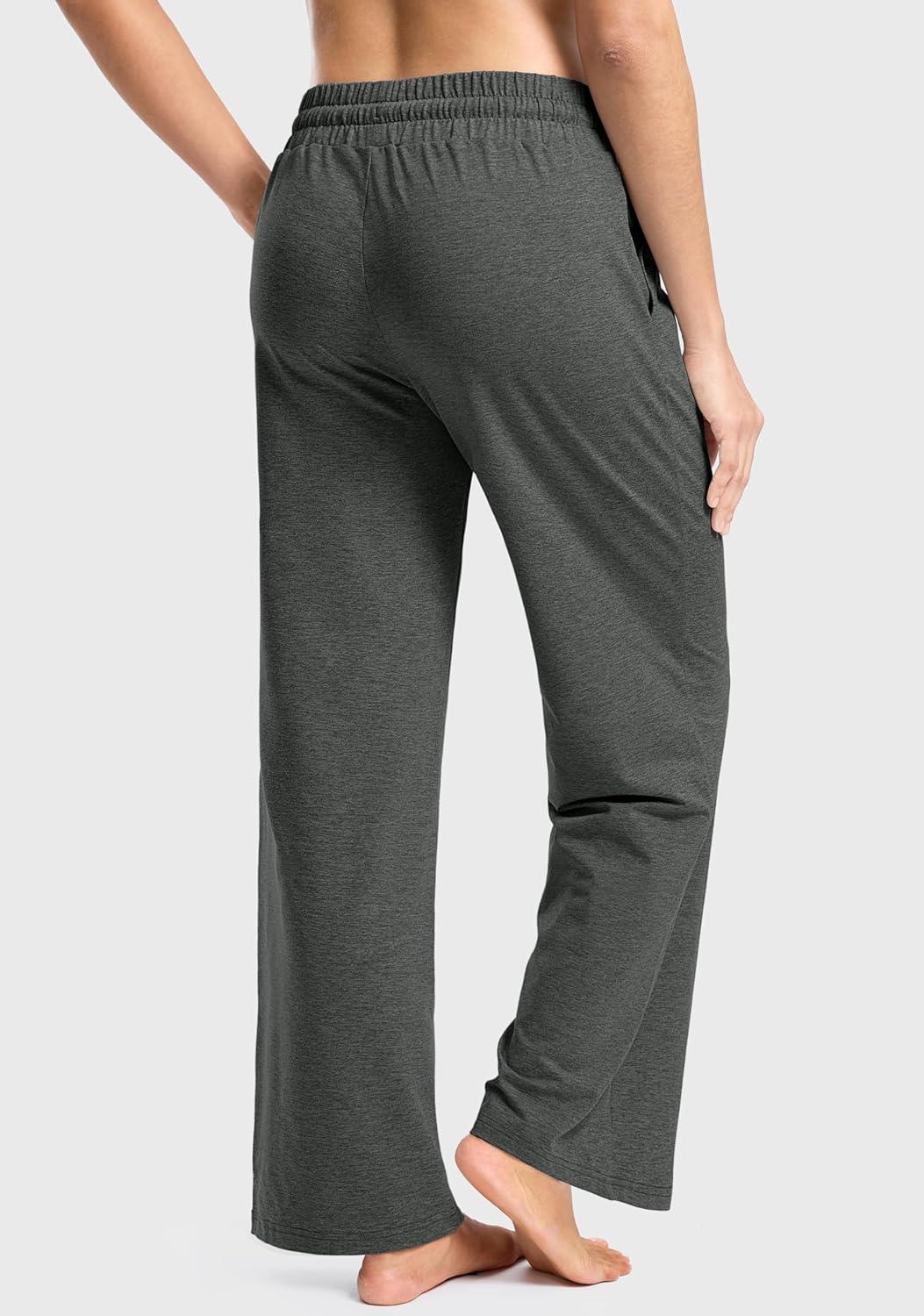 imageSANTINY Womens Soft Sweatpants Yoga Lounge Casual Pants Stretch Open Bottom Sweat Pants for Women with PocketsCharcoal